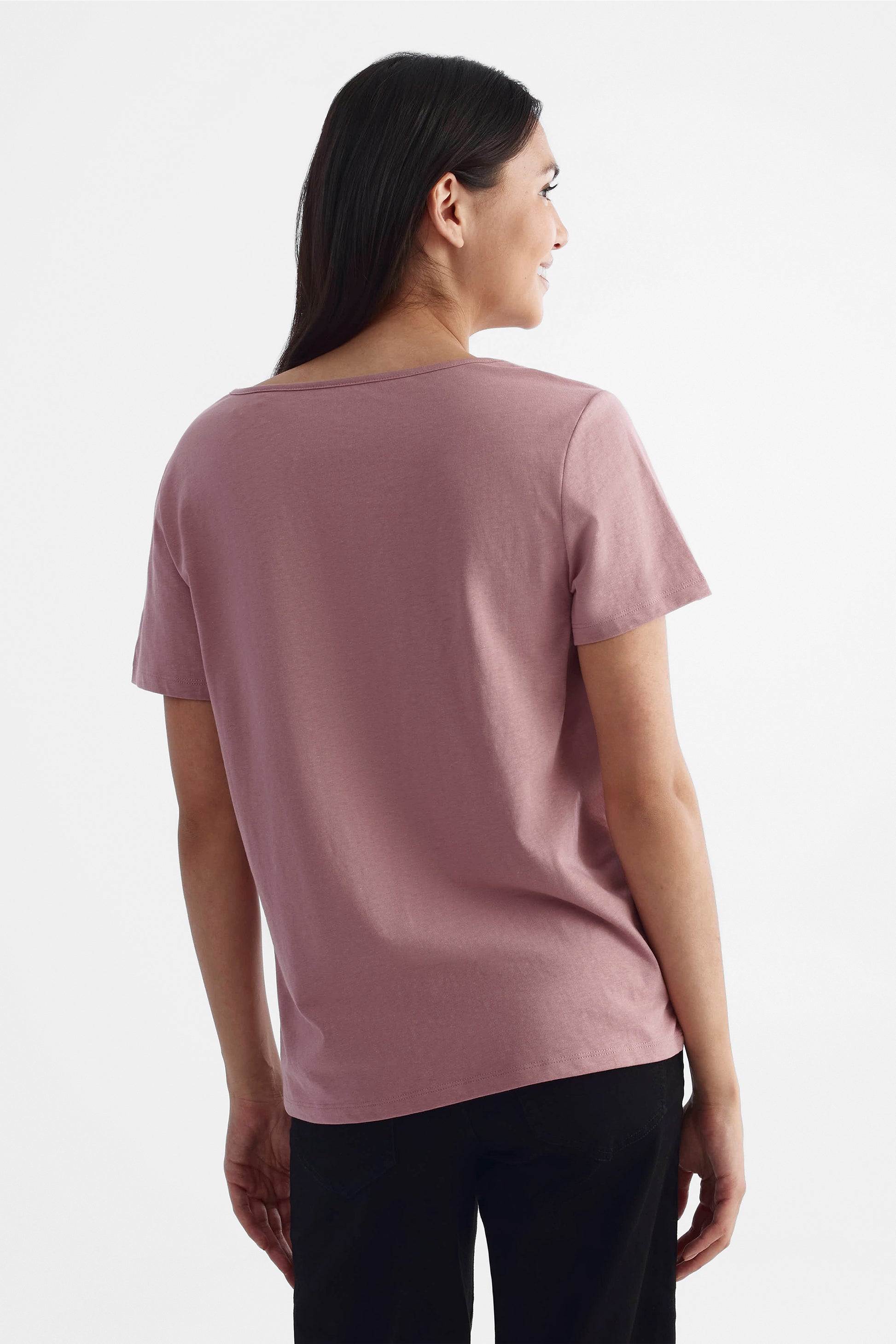 T-shirt ample col rond - Femme && ROSE
