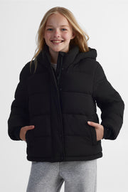 Manteau isolé en taffetas mat - Ado fille && NOIR
