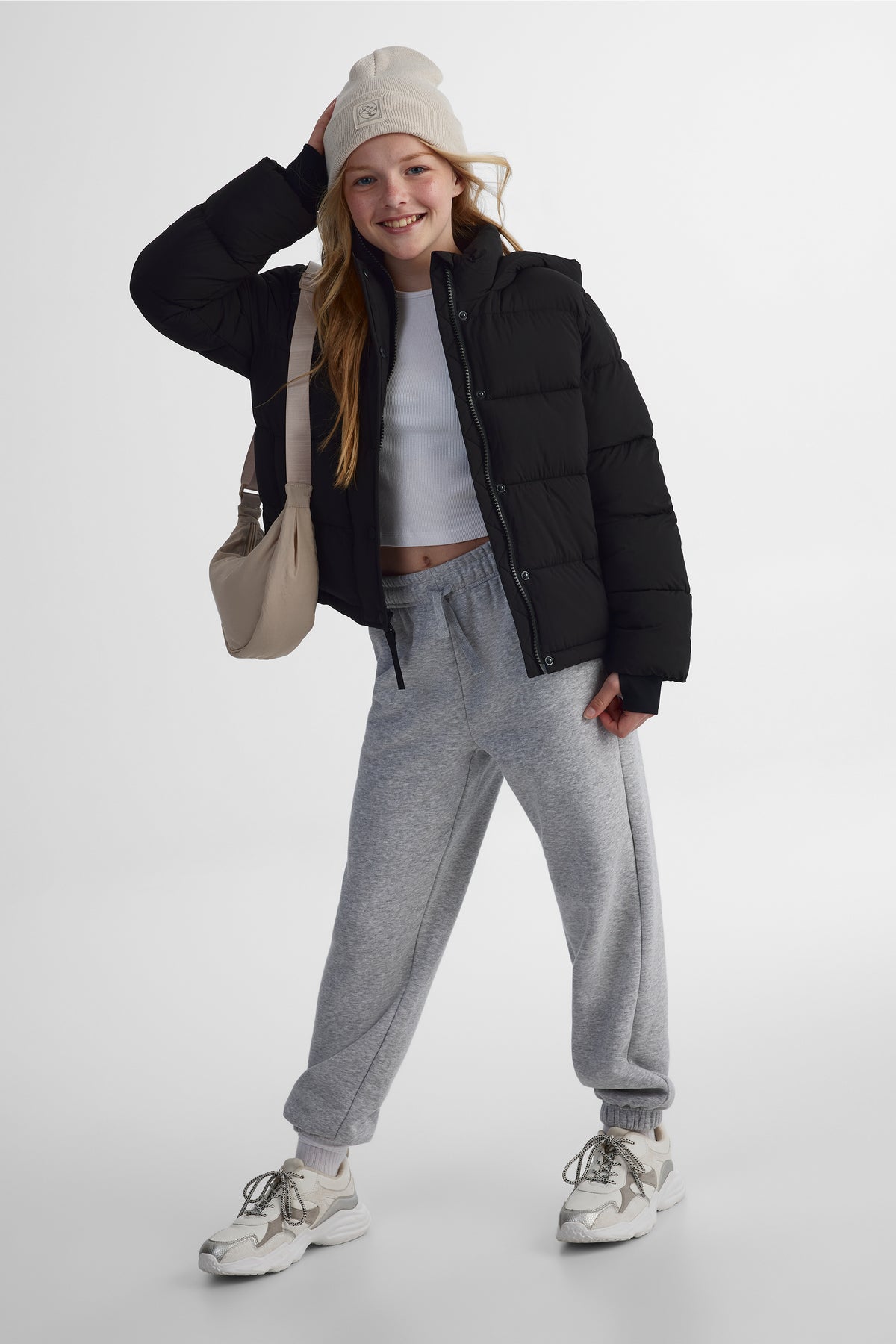 Manteau isolé en taffetas mat - Ado fille && NOIR