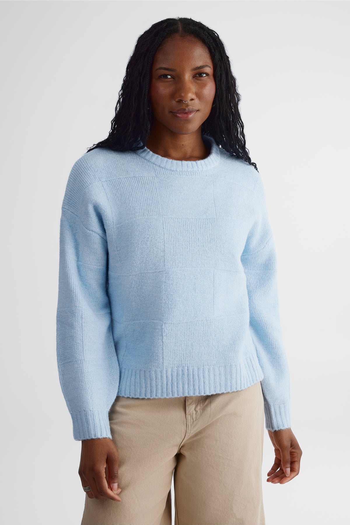 Chandail en tricot extensible - Jeune femme && BLEU
