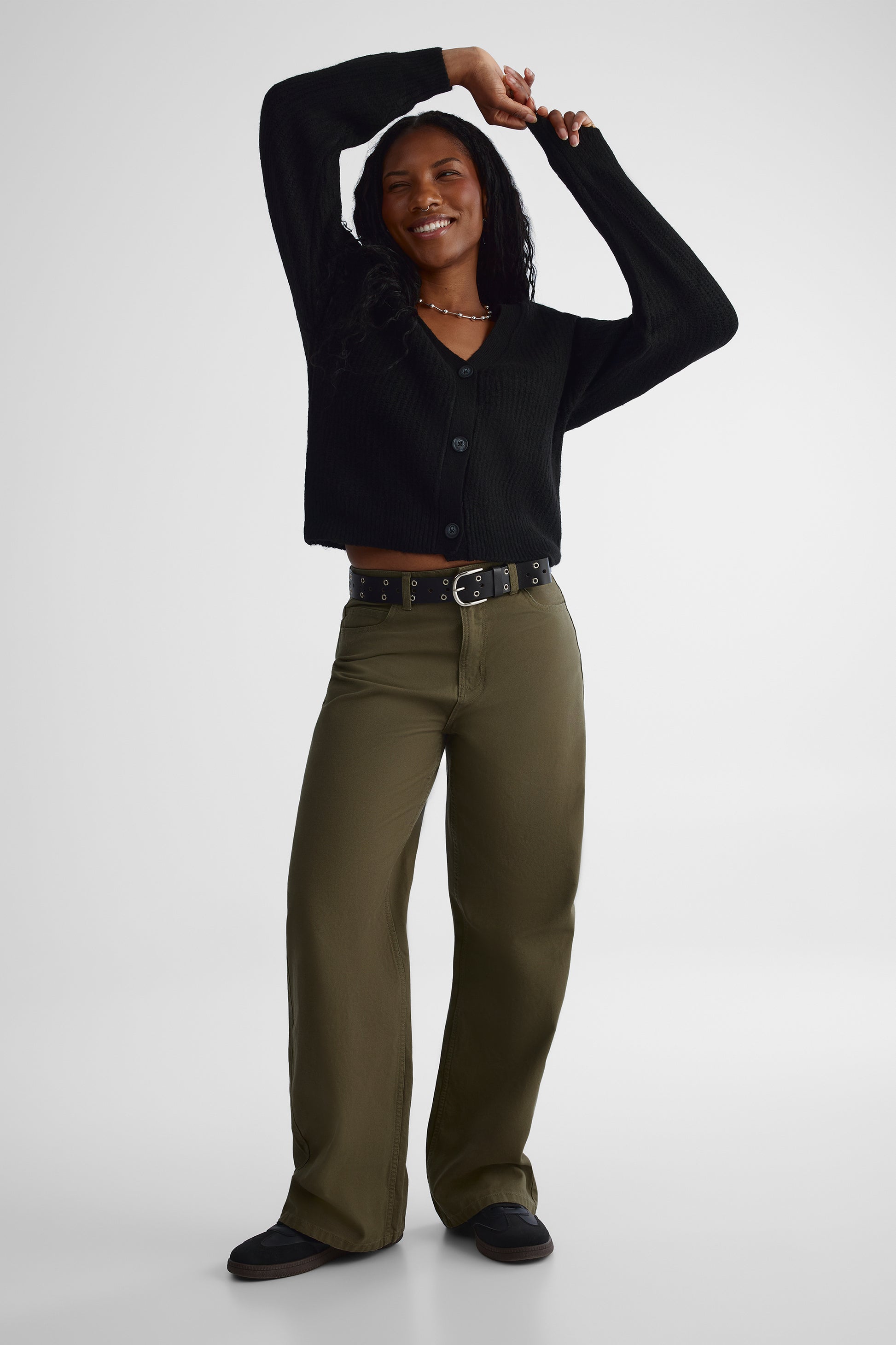 Cardigan extensible - Jeune femme && NOIR