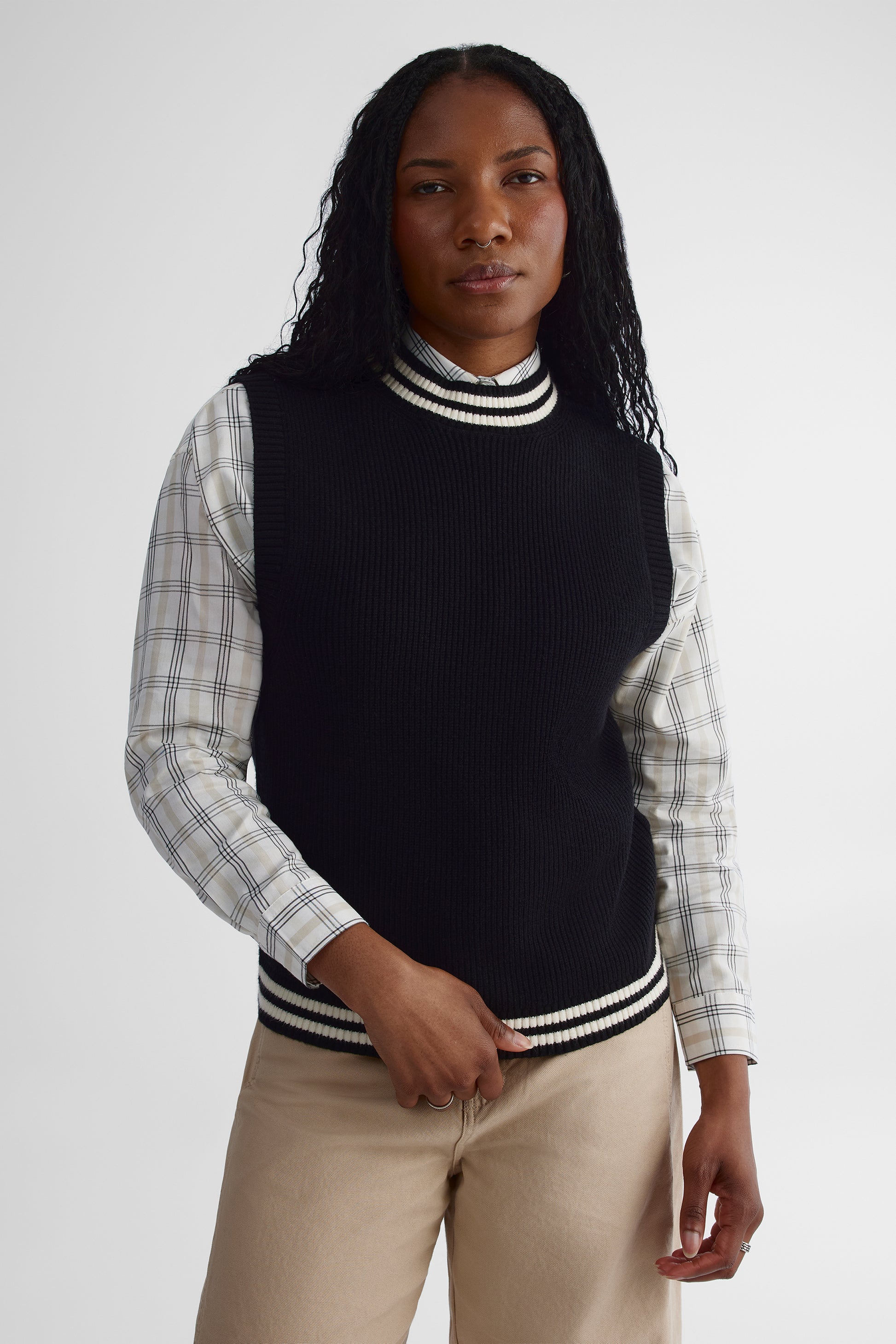 Débardeur tricoté confortable - Jeune femme && NOIR