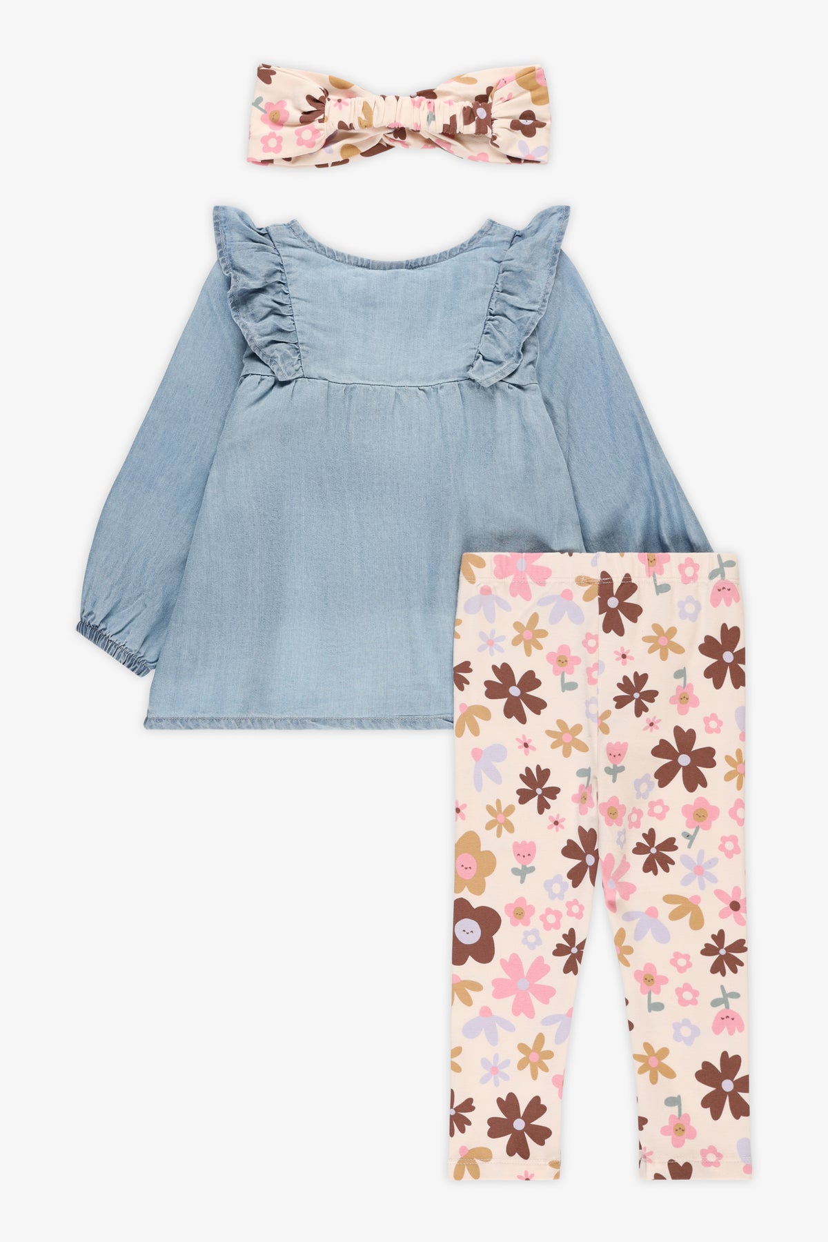 Ensemble 3 pièces extensible - Bébé fille && DENIM PALE