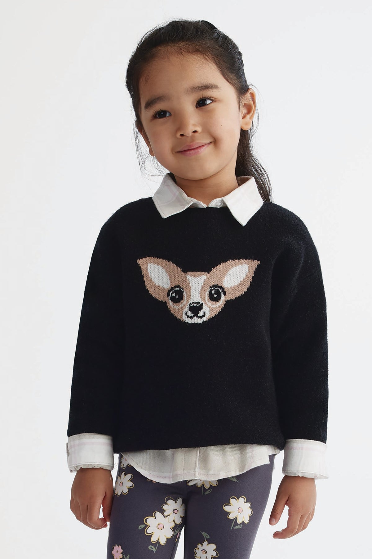Chandail en tricot confortable - Enfant fille && NOIR