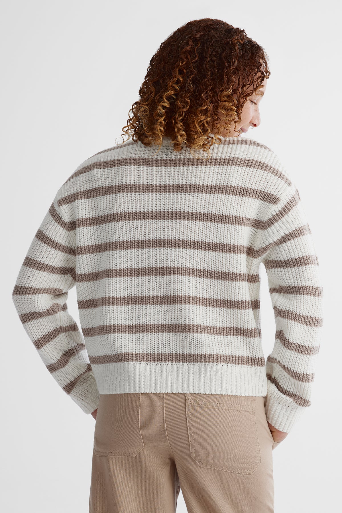 Chandail en tricot confortable - Ado fille && BLANC CASSÉ/MULTI