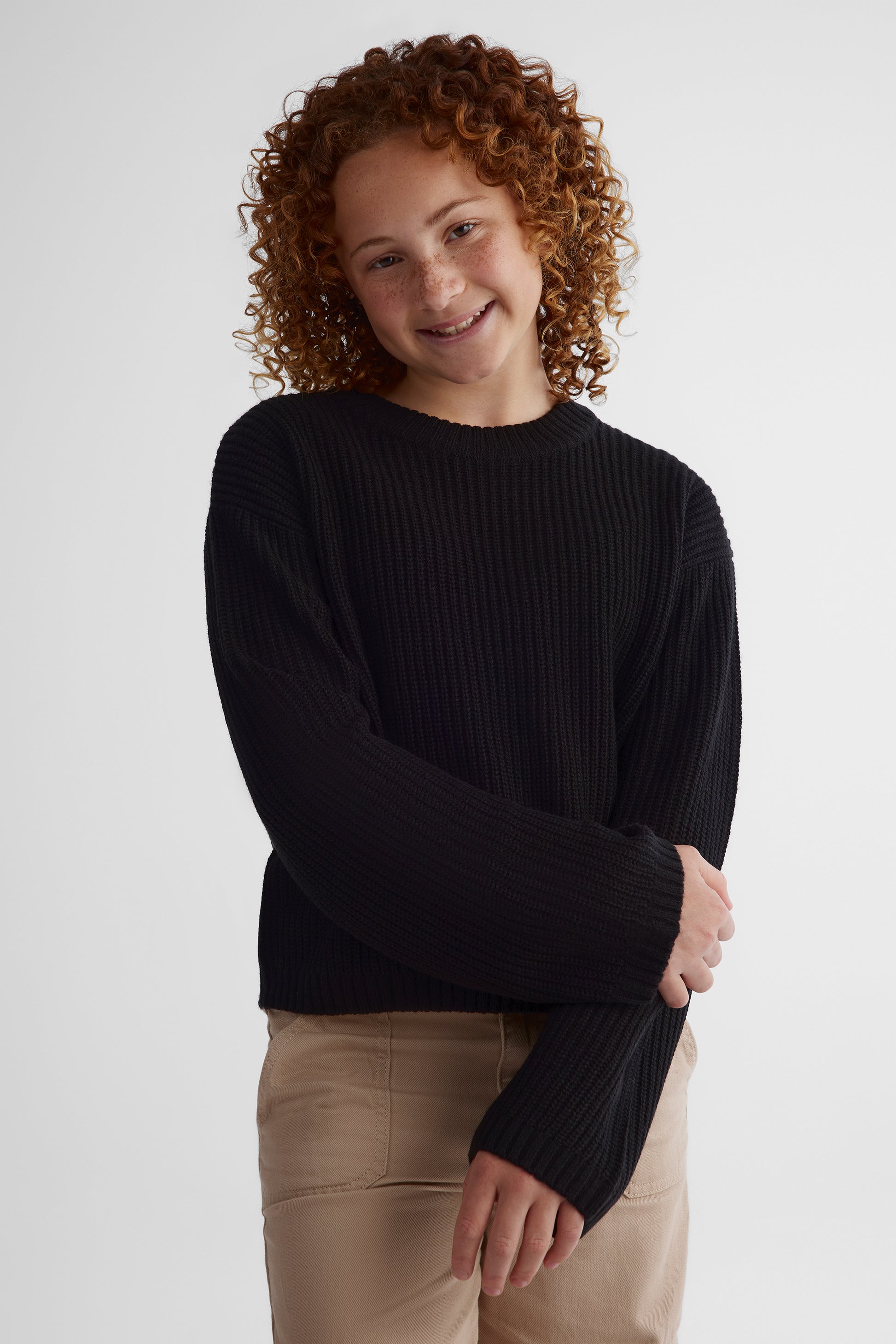 Chandail en tricot moelleux - Ado fille && NOIR