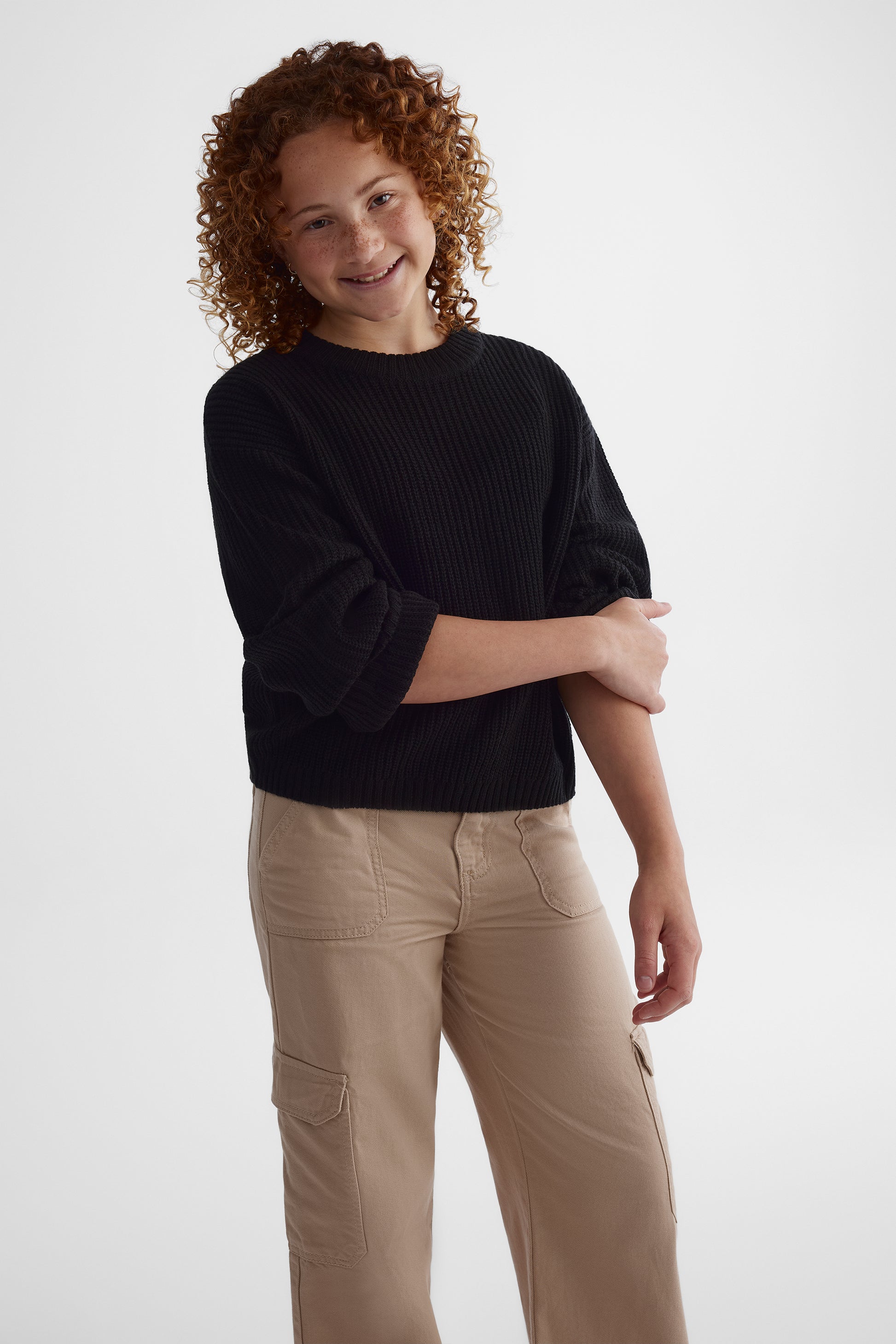 Chandail en tricot moelleux - Ado fille && NOIR