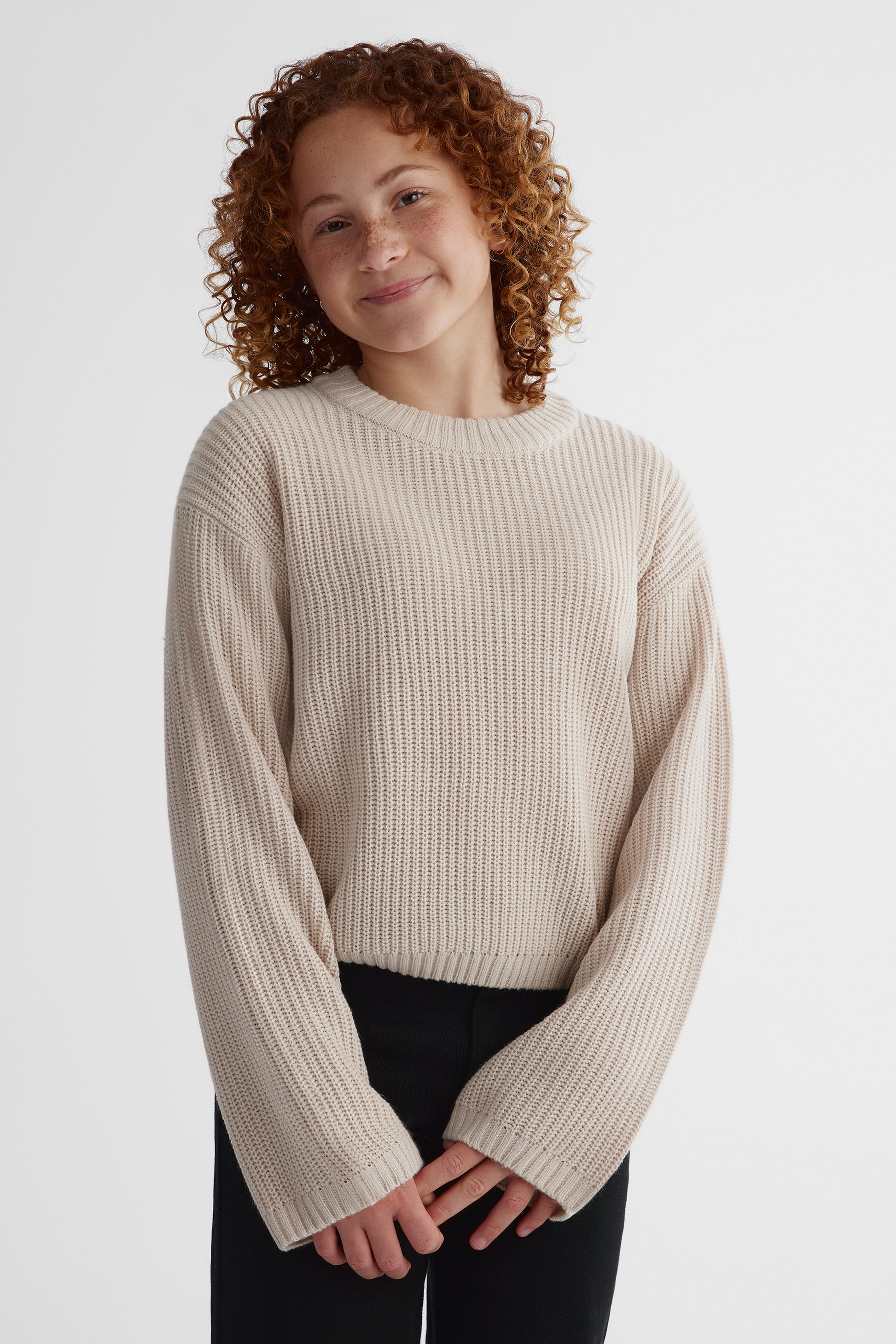 Chandail en tricot moelleux - Ado fille && BEIGE