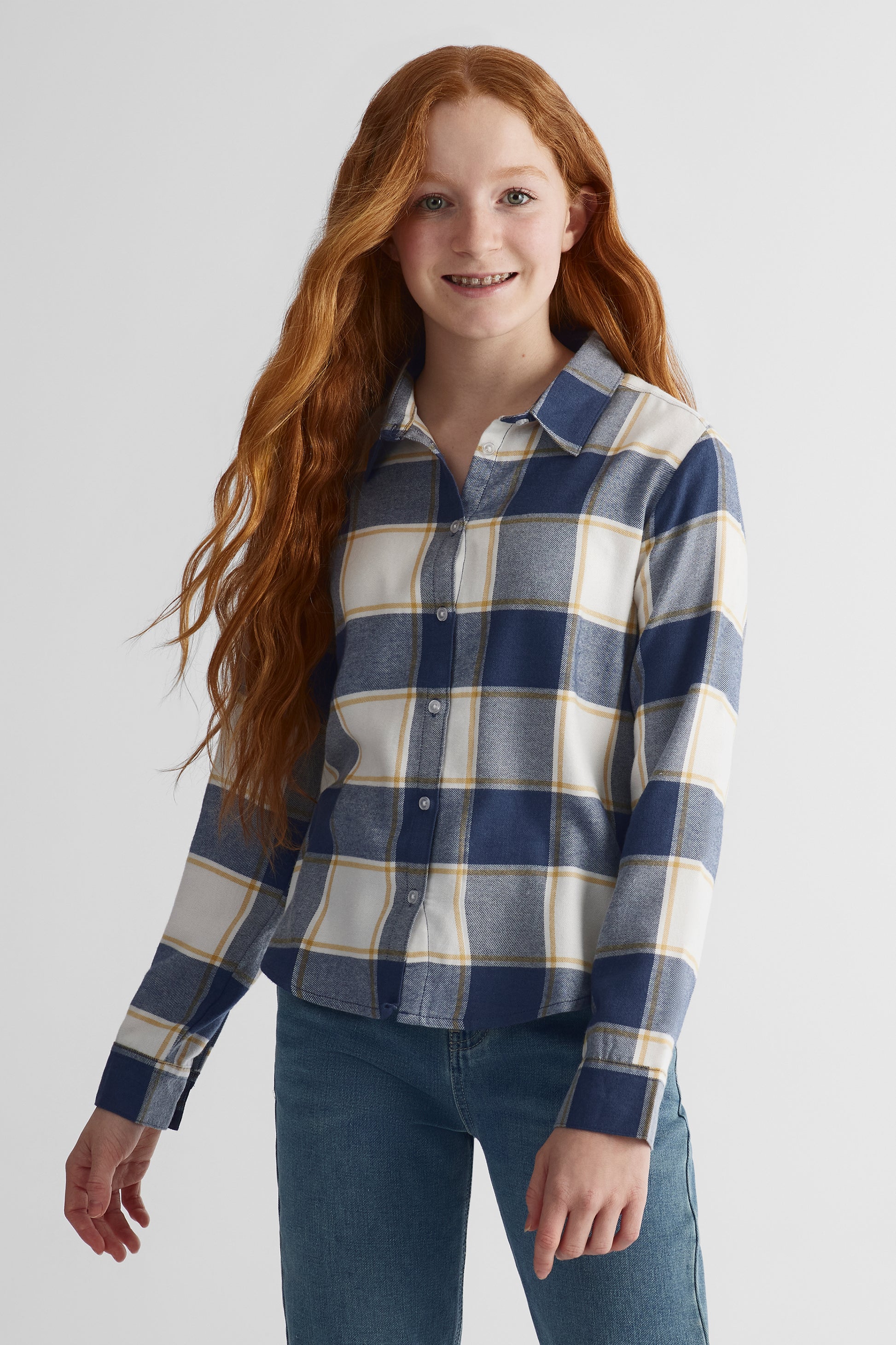 Chemisier en flanelle brossée - Ado fille && INDIGO