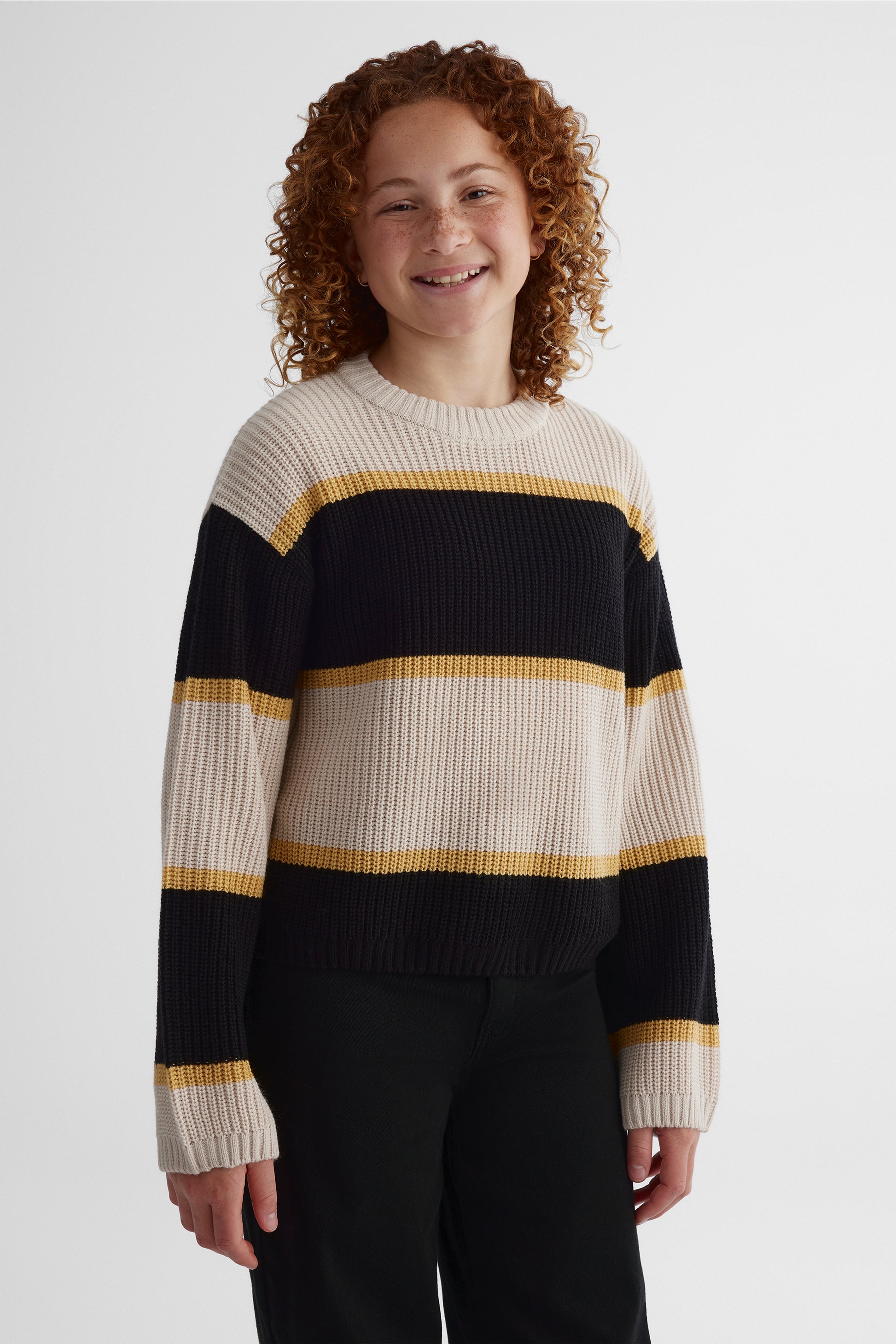 Chandail en tricot texturé - Ado fille && NOIR/MULTI