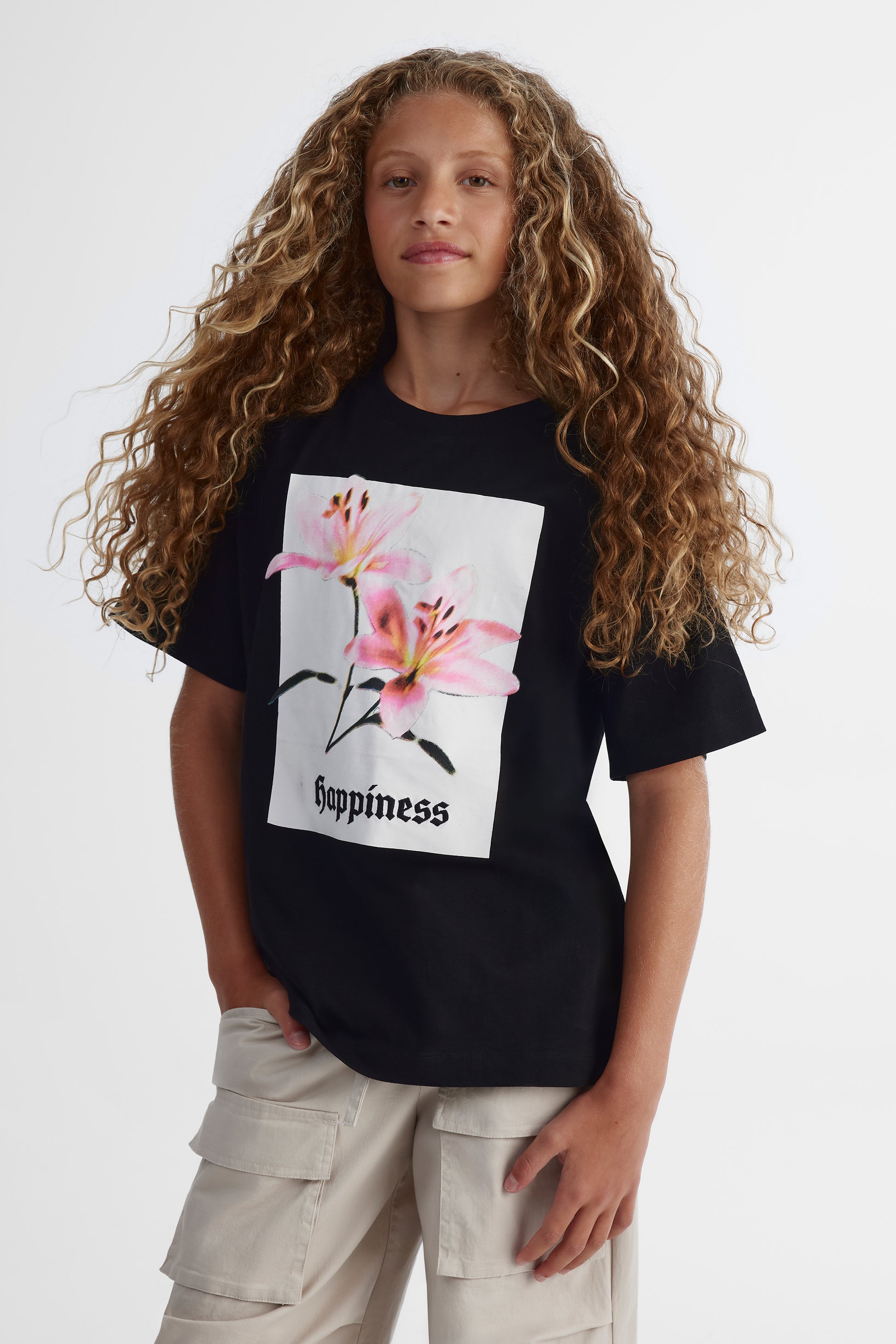 T-shirt urbain en coton peigné - Ado fille && NOIR