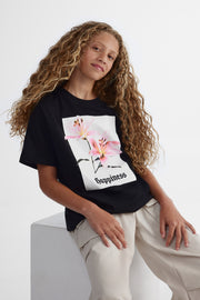 T-shirt urbain en coton peigné - Ado fille && NOIR