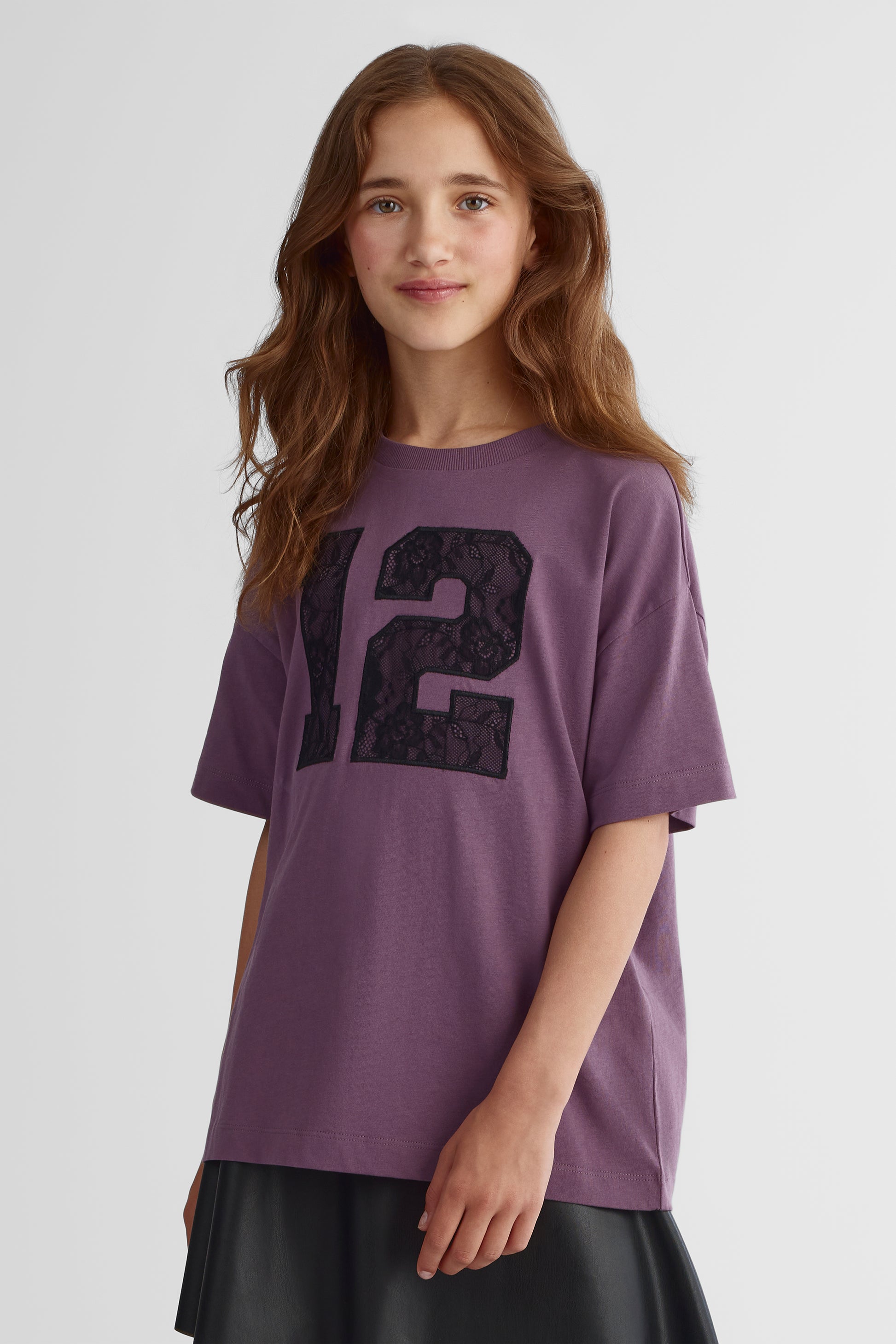 T-shirt urbain en coton peigné - Ado fille && MAUVE