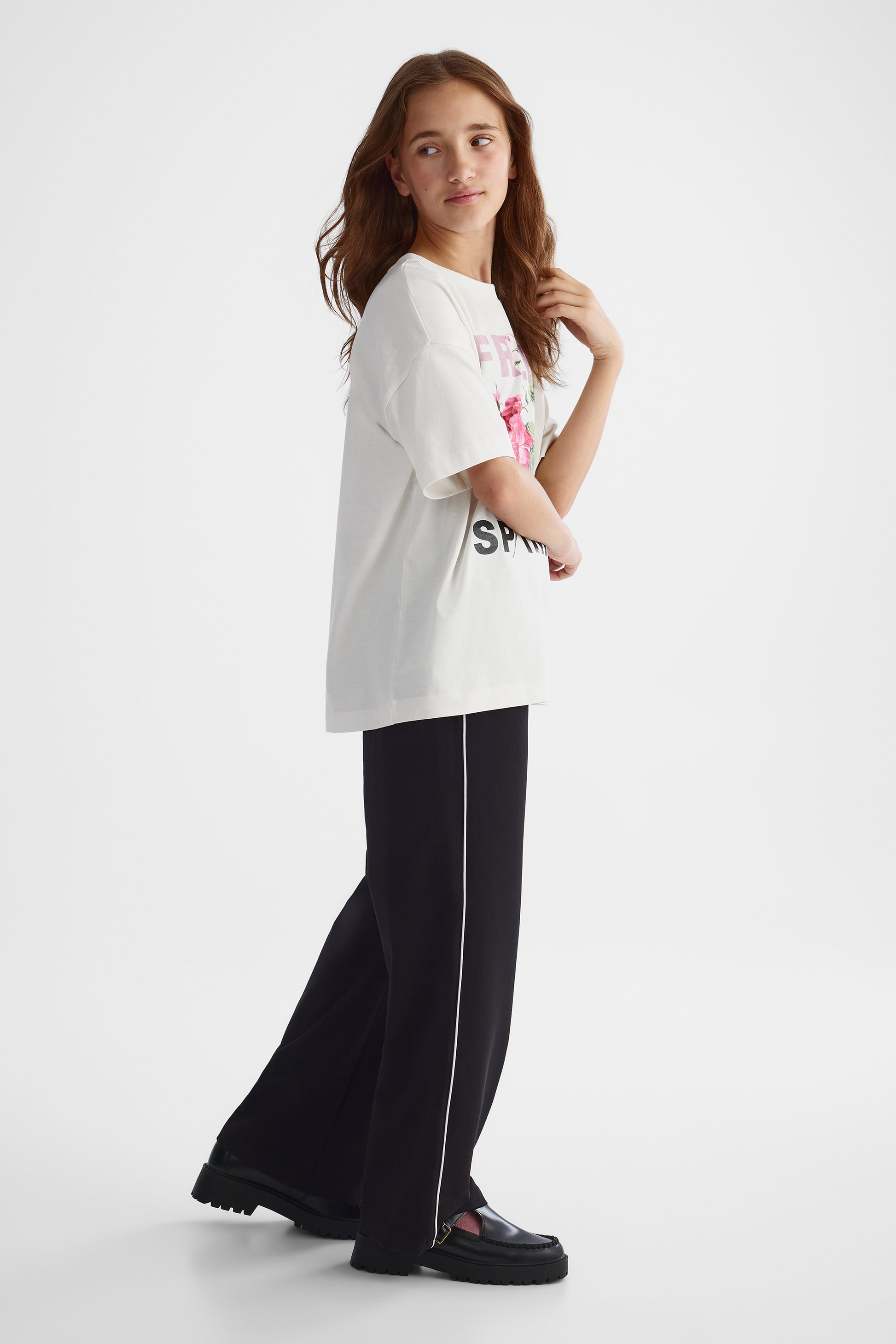 T-shirt urbain en coton peigné - Ado fille && BLANC CASSÉ