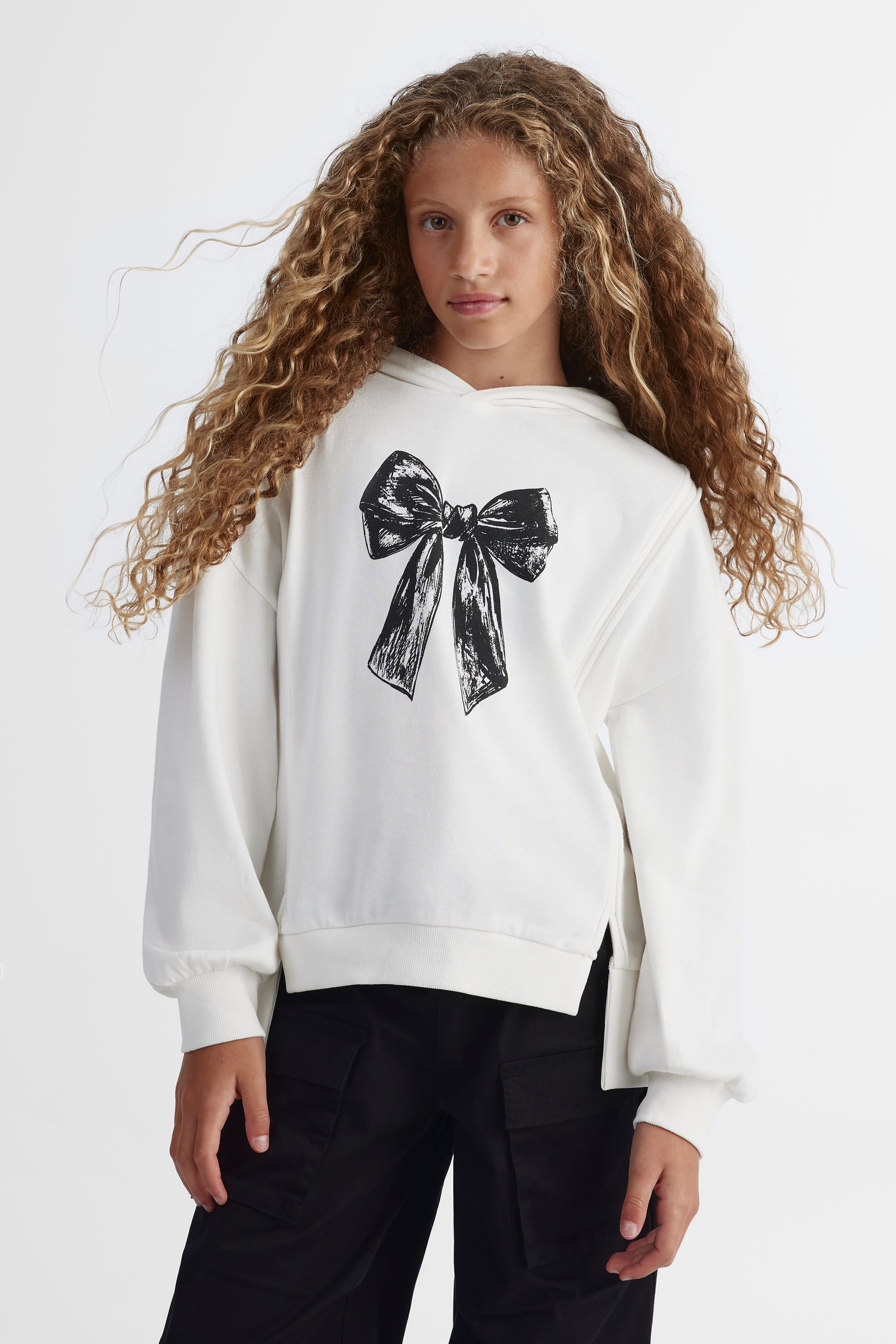 Chandail ouaté french terry - Ado fille && BLANC CASSÉ