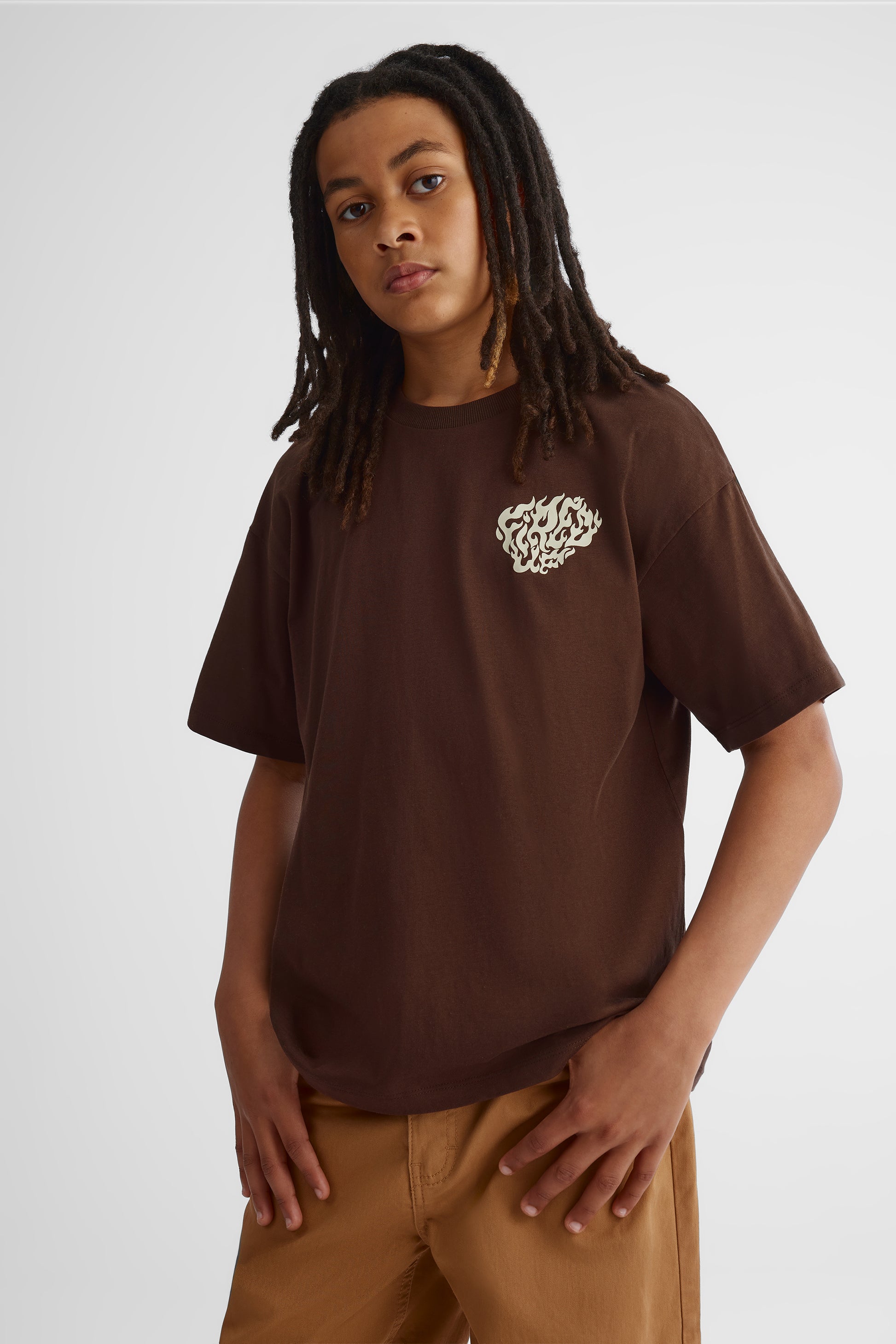 T-shirt essentiel en coton - Ado garçon && BRUN