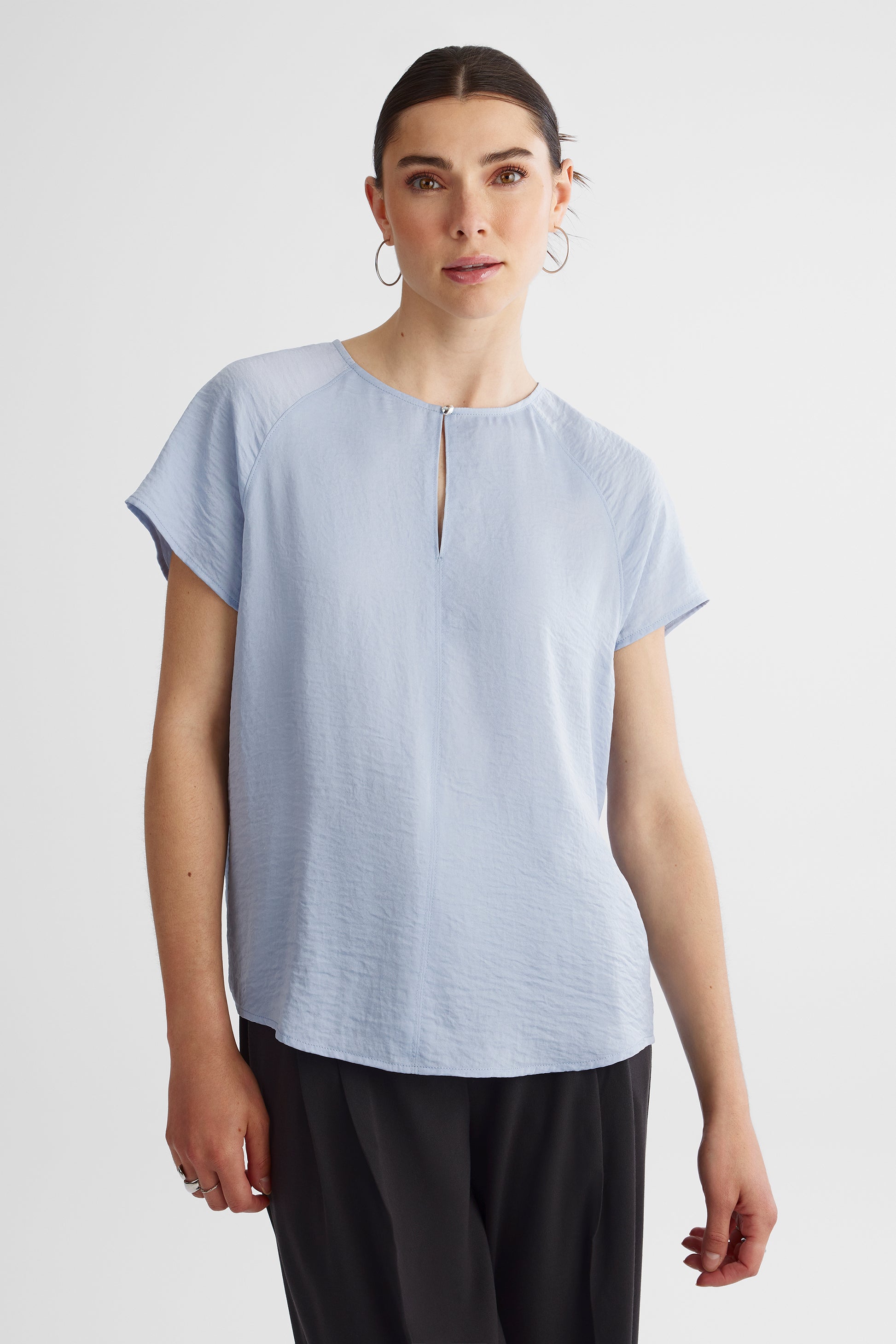 Blouse à manches courtes - Femme && BLEU