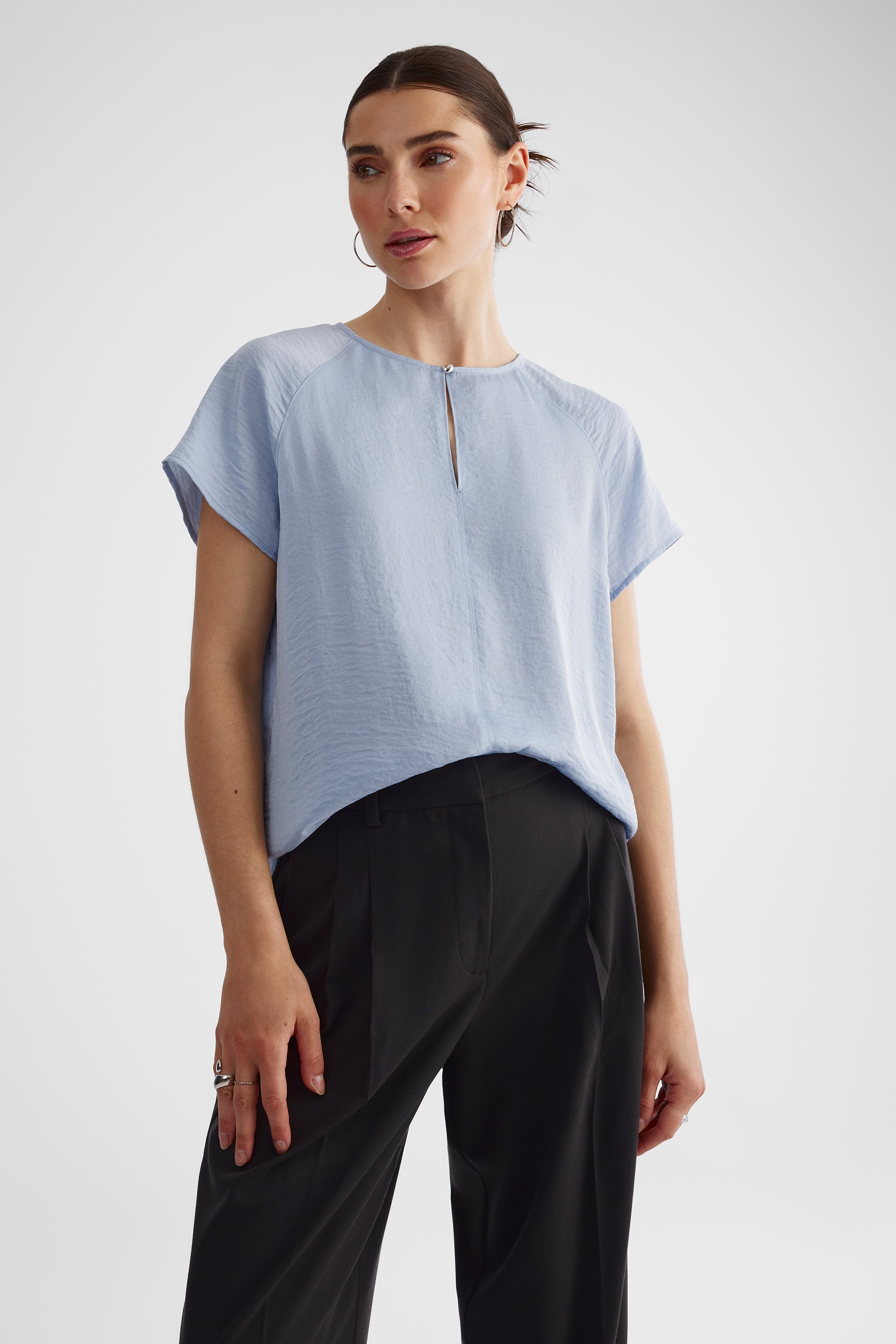 Blouse à manches courtes - Femme && BLEU