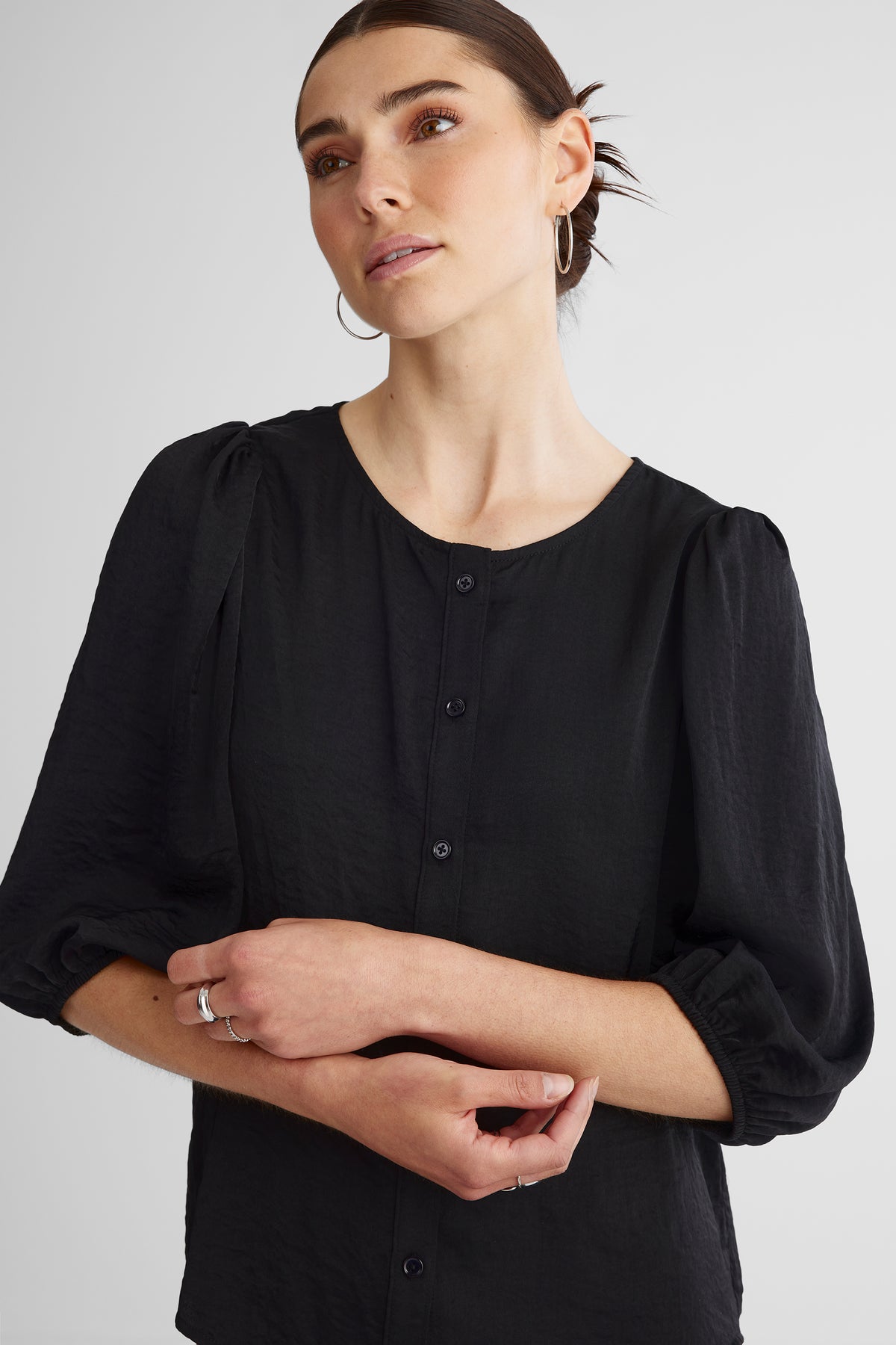 Chemisier à manches longues - Femme && NOIR