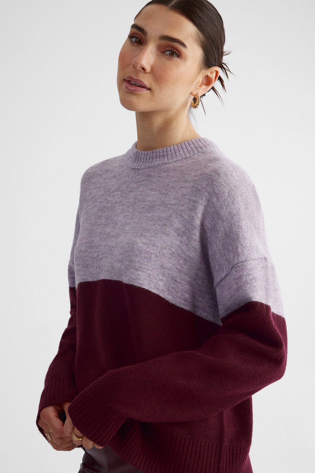 Chandail en tricot extensible - Femme && BOURGOGNE