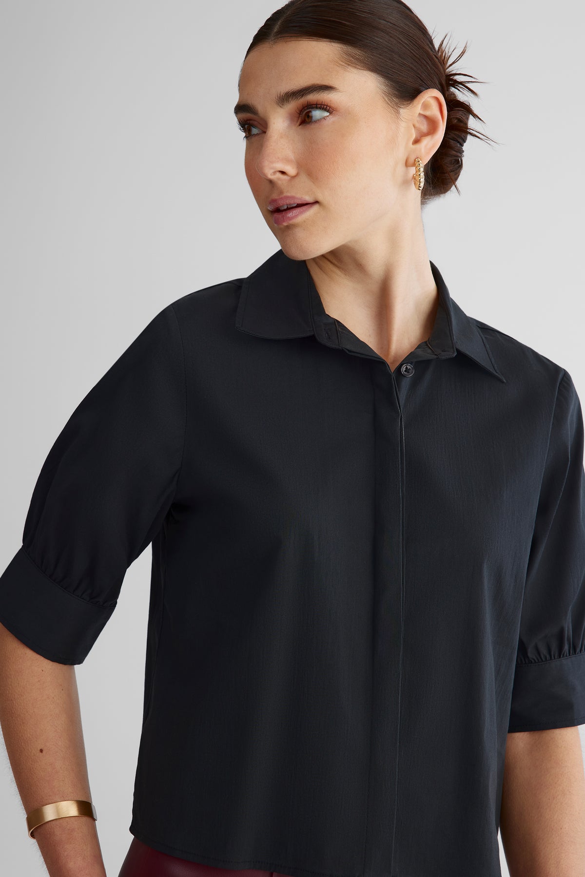 Chemisier à manches courtes - Femme && NOIR