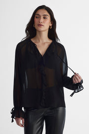 Blouse à manches longues - Femme && NOIR