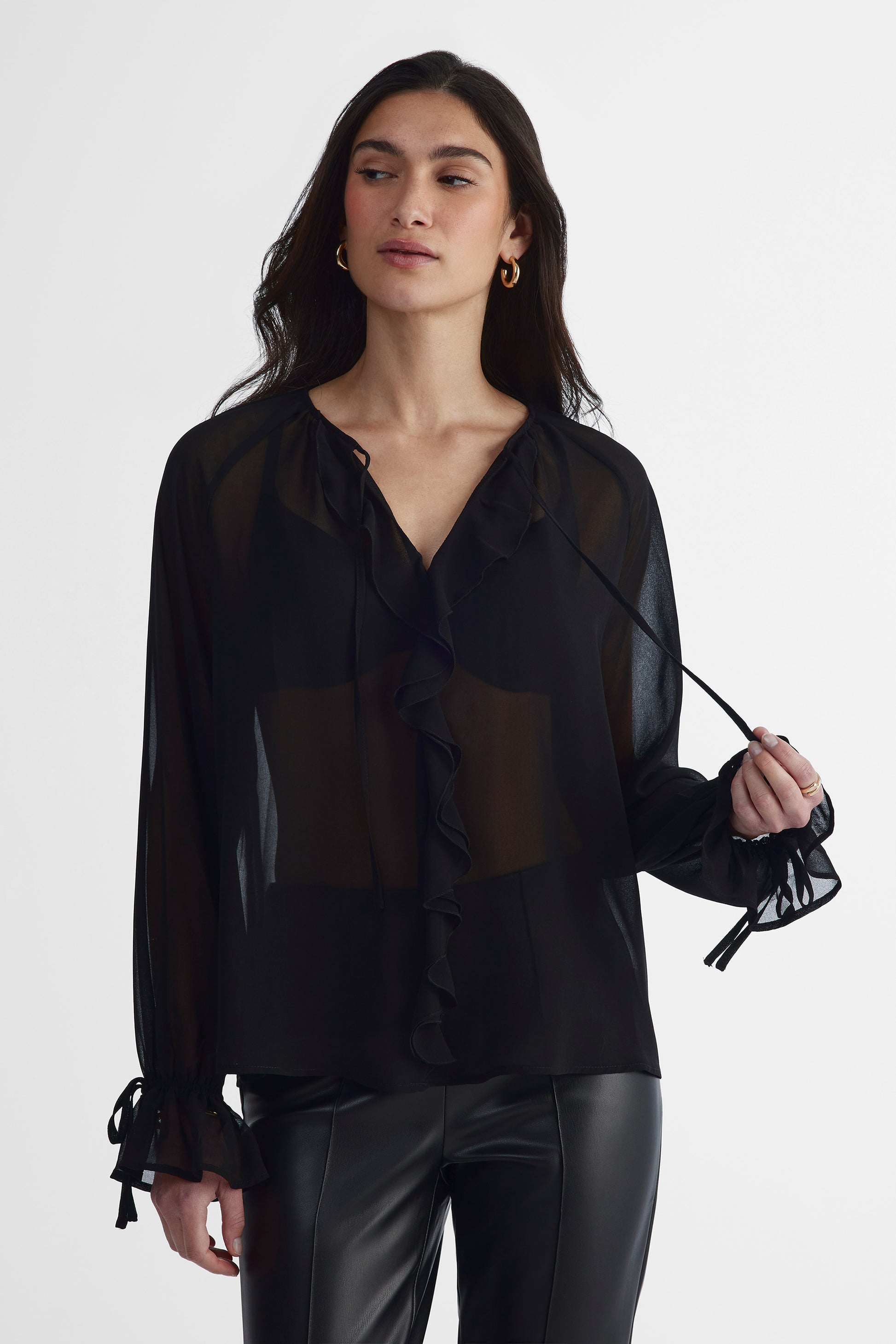 Blouse à manches longues - Femme && NOIR