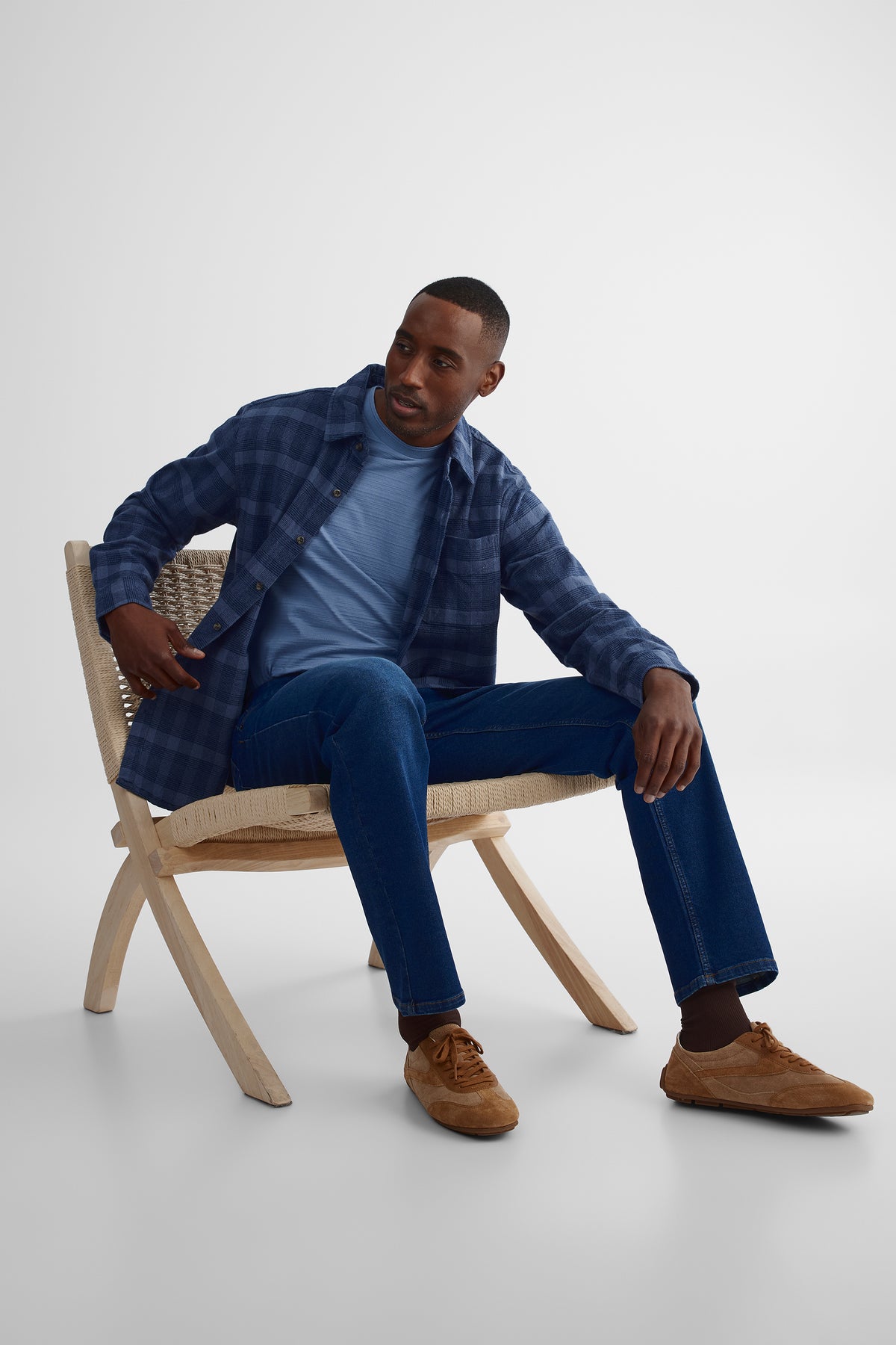 Chemise à manches longues - Homme && BLEU MULTI