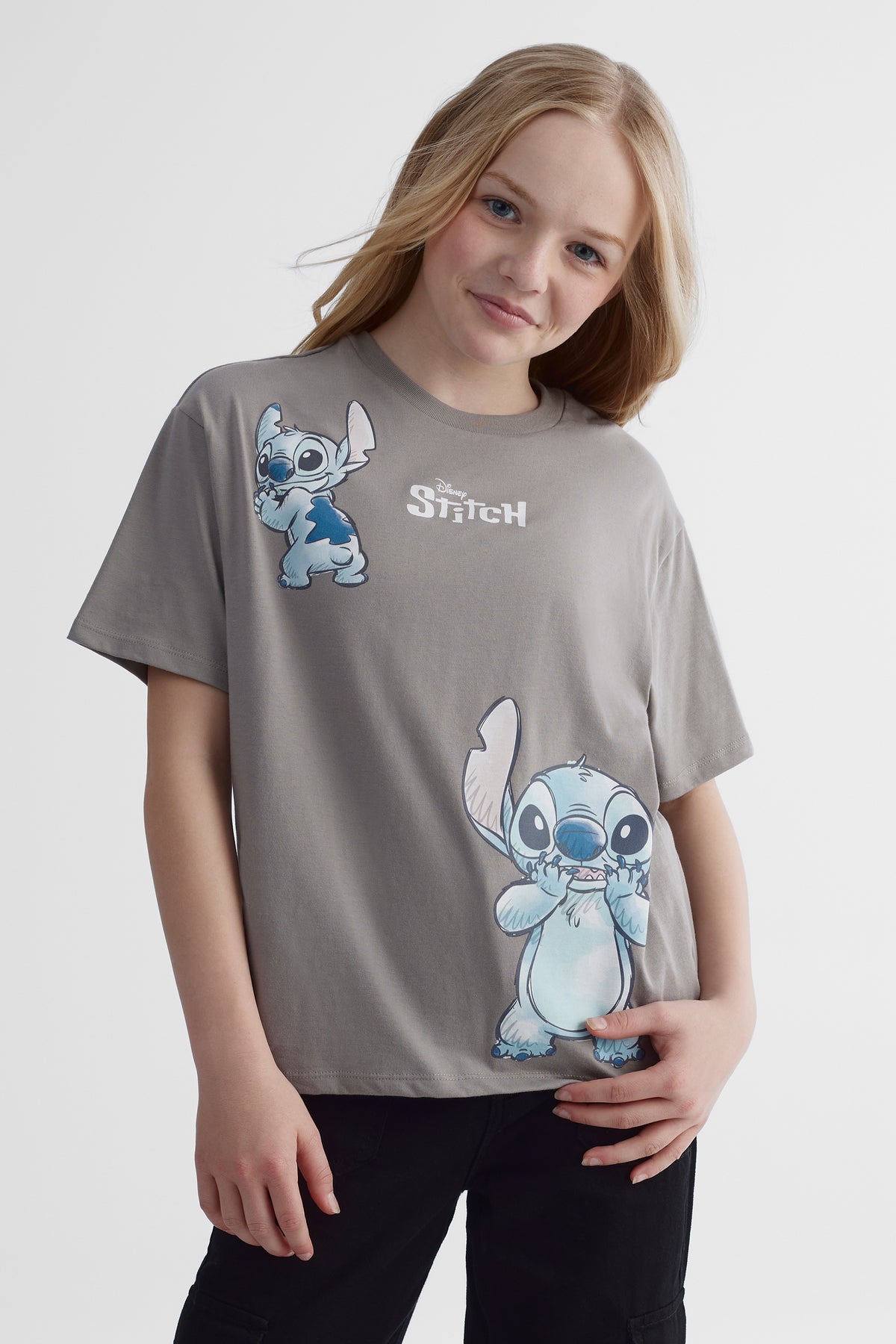 T-shirt Lilo & Stitch - Ado fille && GRIS