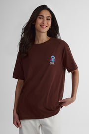 T-shirt rayé Stitch - Jeune femme && BRUN