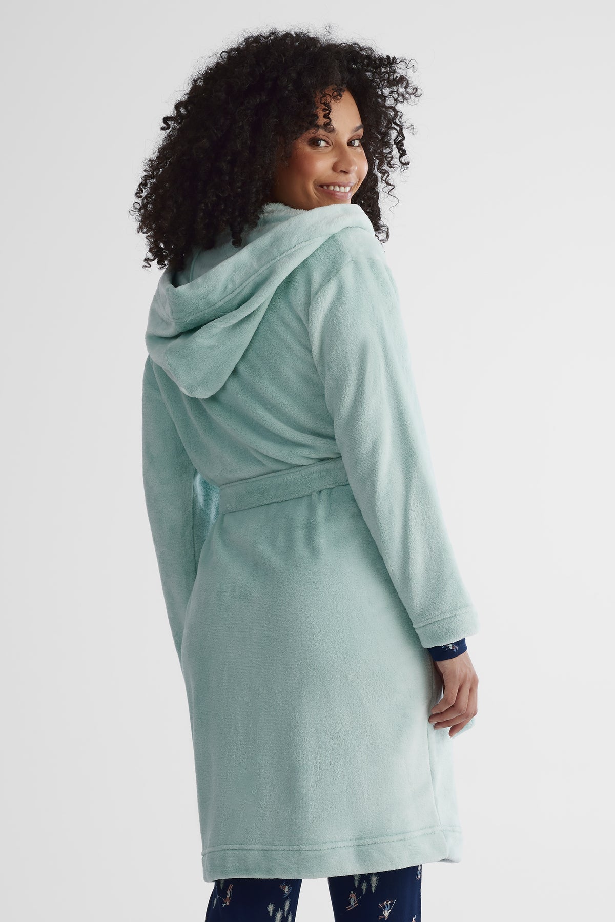 Robe de chambre à capuchon - Femme && VERT