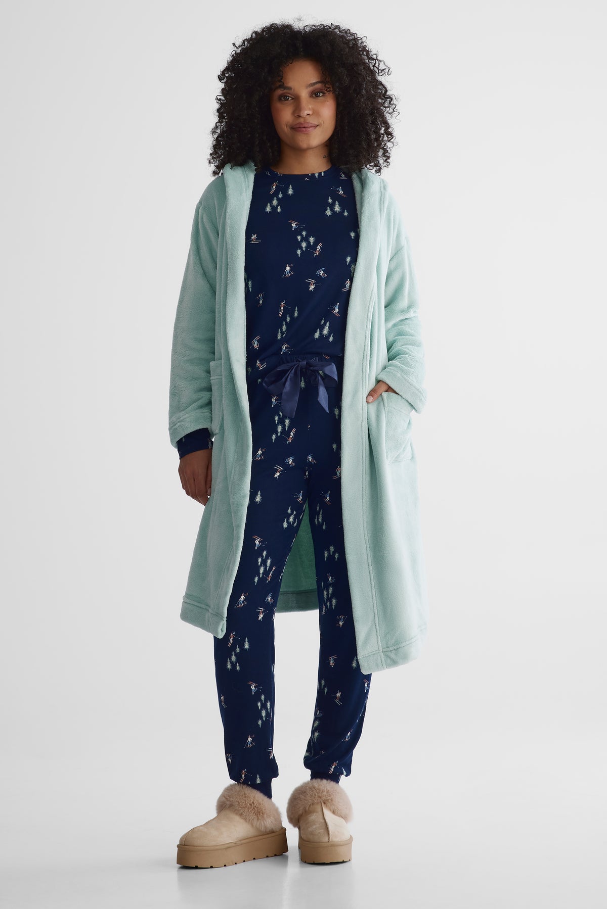 Robe de chambre à capuchon - Femme && VERT