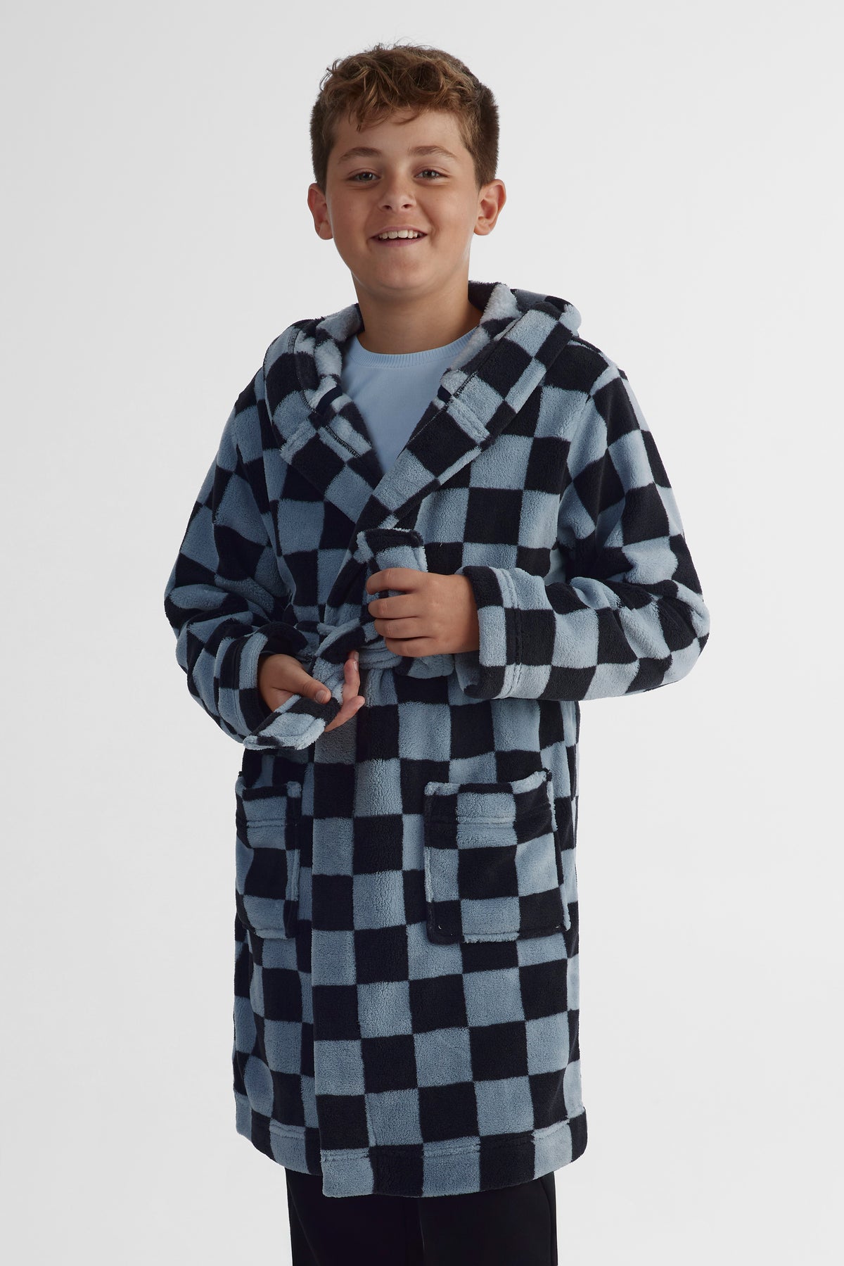 Robe de chambre à capuchon - Ado garçon && GRIS MULTI