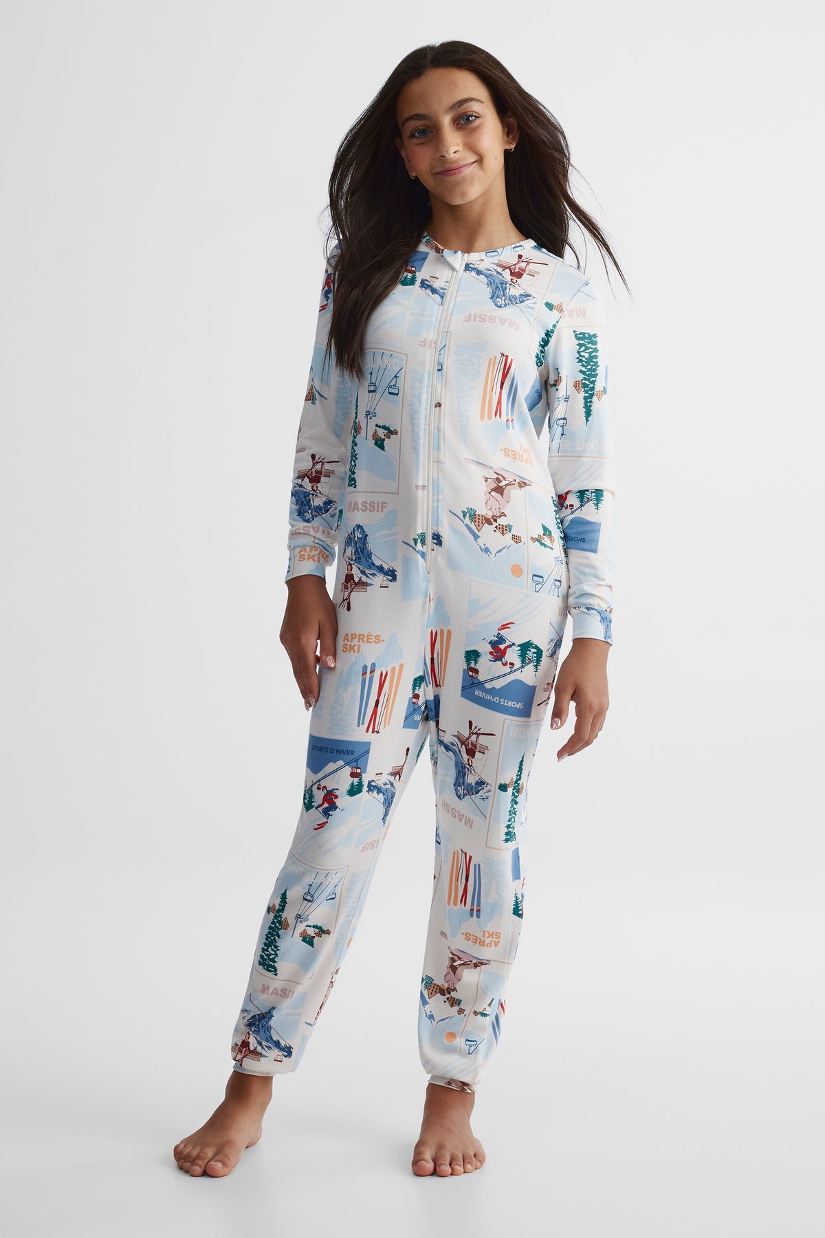 Pyjama une-pièce extensible - Ado fille && BLANC CASSÉ/MULTI