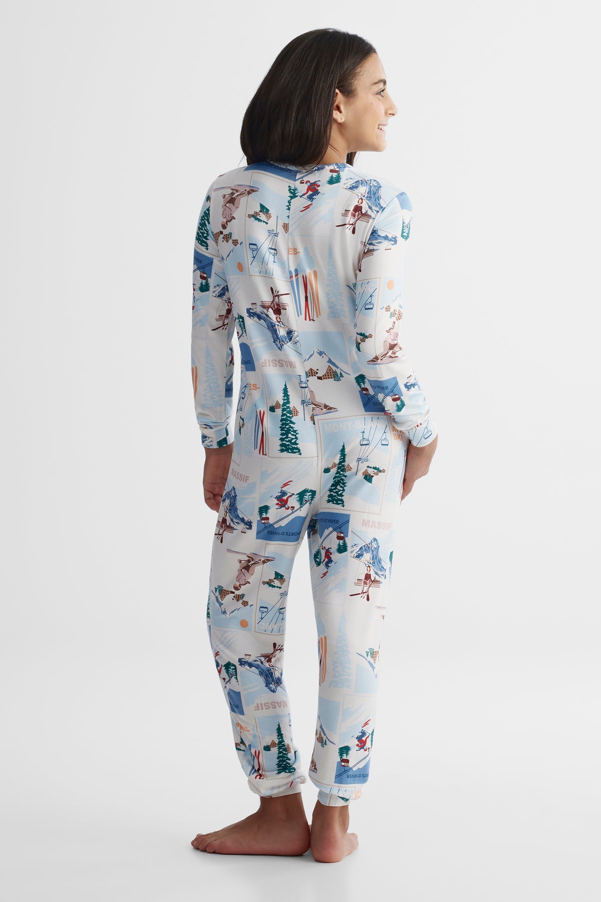 Pyjama une-pièce extensible - Ado fille && BLANC CASSÉ/MULTI