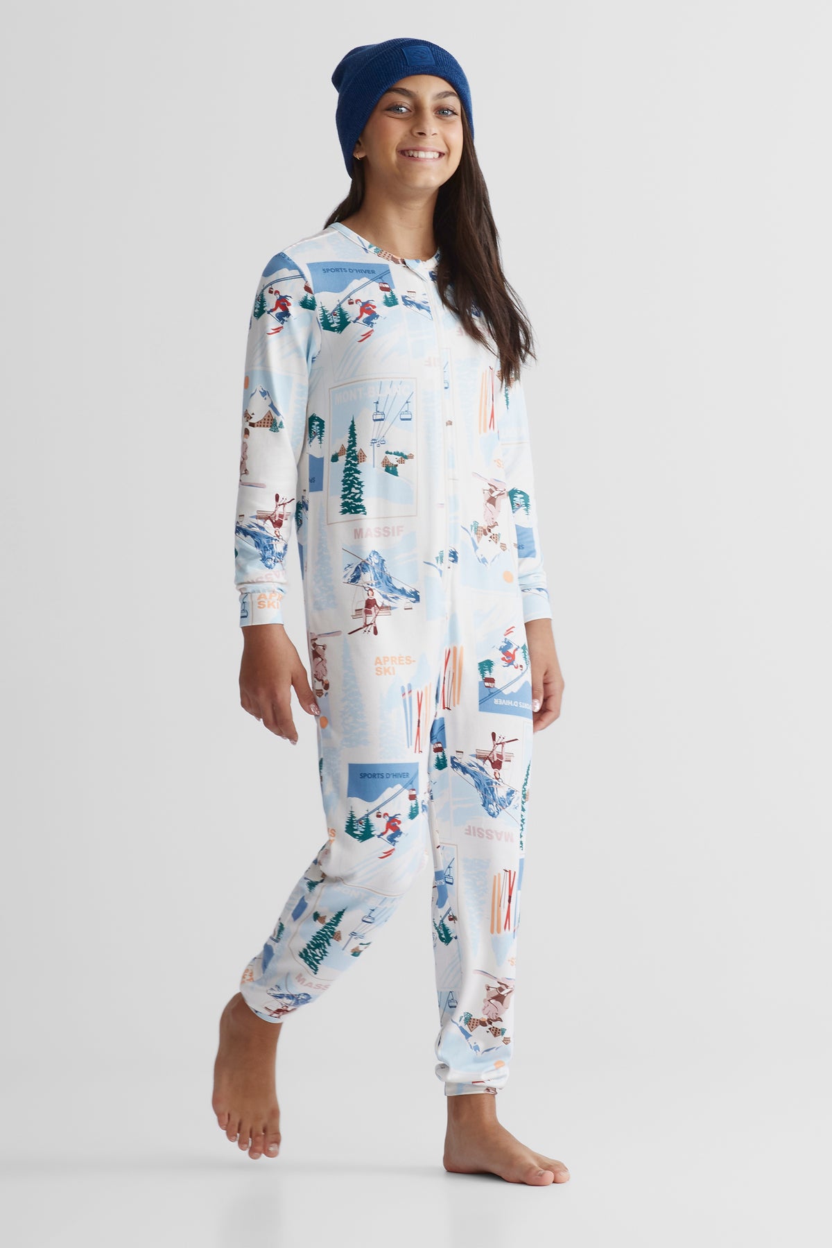 Pyjama une-pièce extensible - Ado fille && BLANC CASSÉ/MULTI