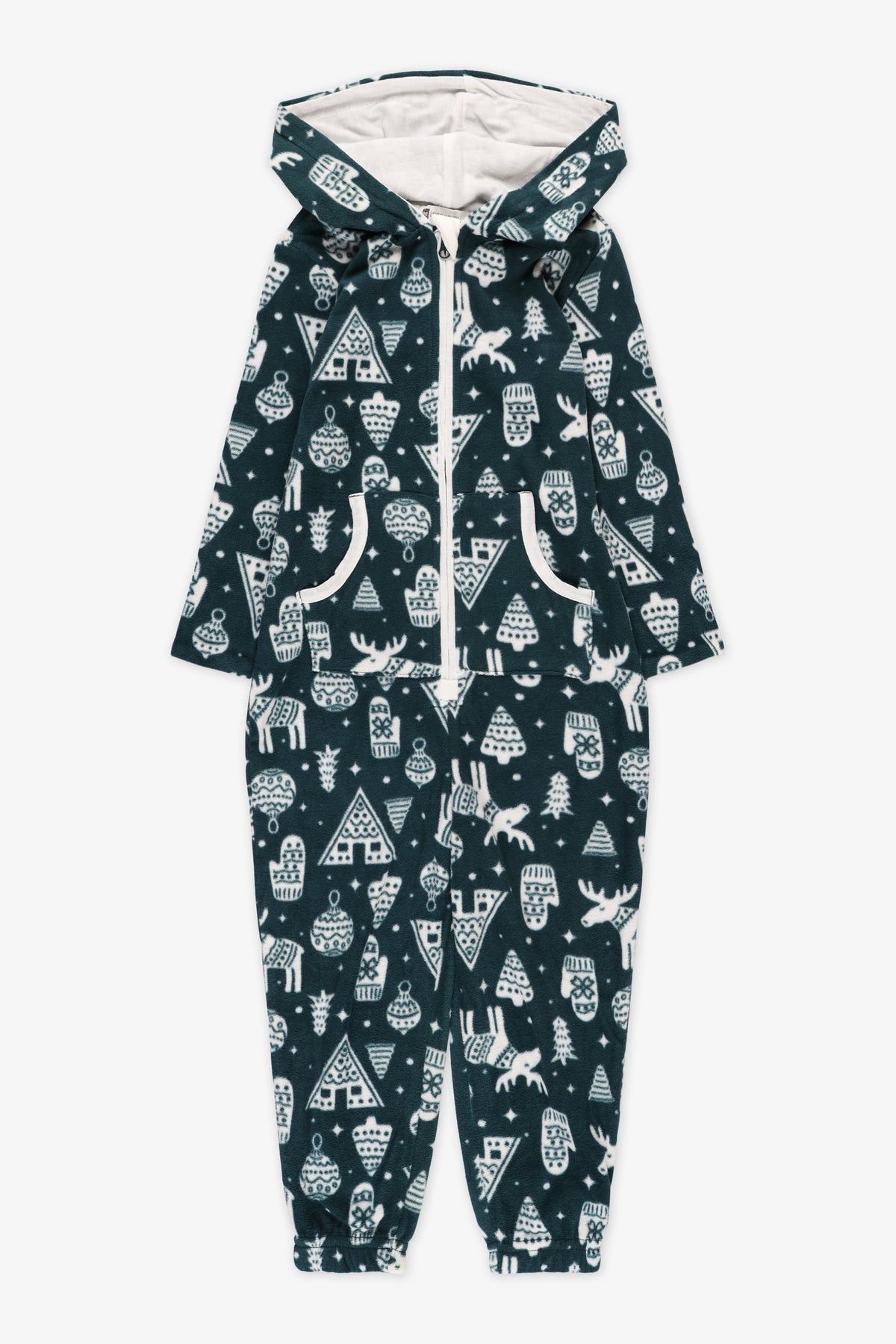 Pyjama une-pièce à capuchon - Enfant fille && VERT/MULTI