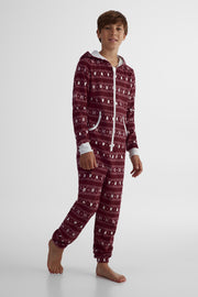 Pyjama une-pièce à capuchon - Ado garçon && BOURGOGNE