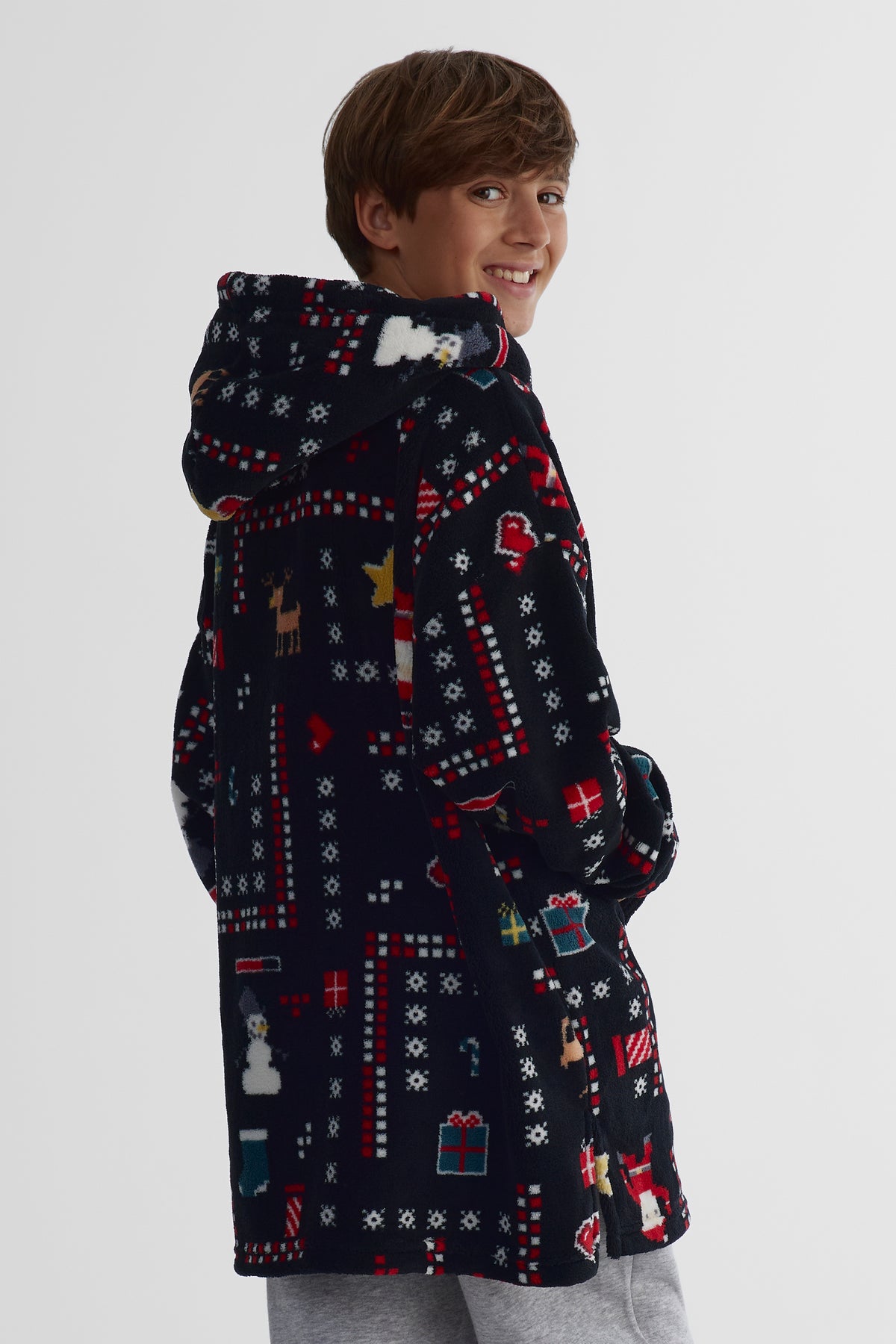 Robe de chambre à capuchon - Ado garçon && NOIR/MULTI