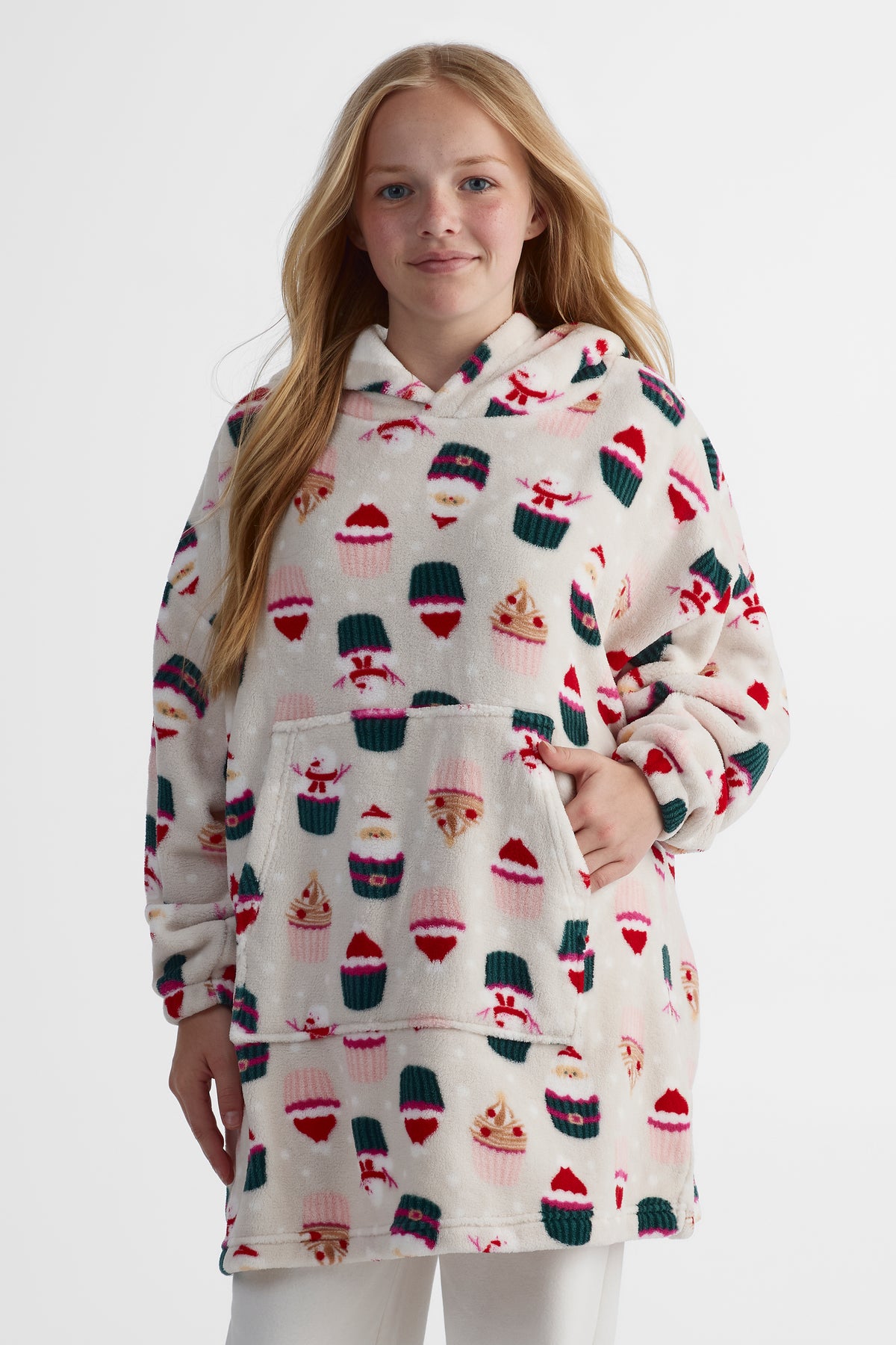 Robe de chambre à capuchon - Ado fille && BLANC CASSÉ/MULTI