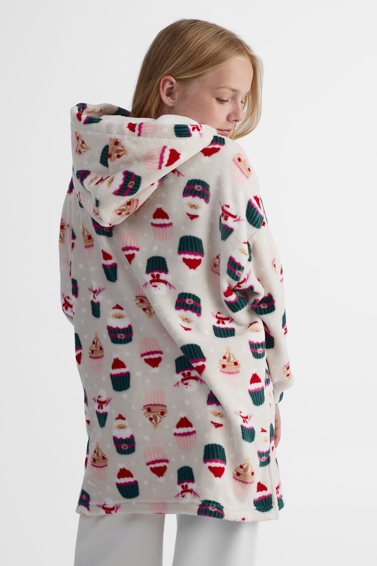 Robe de chambre à capuchon - Ado fille && BLANC CASSÉ/MULTI