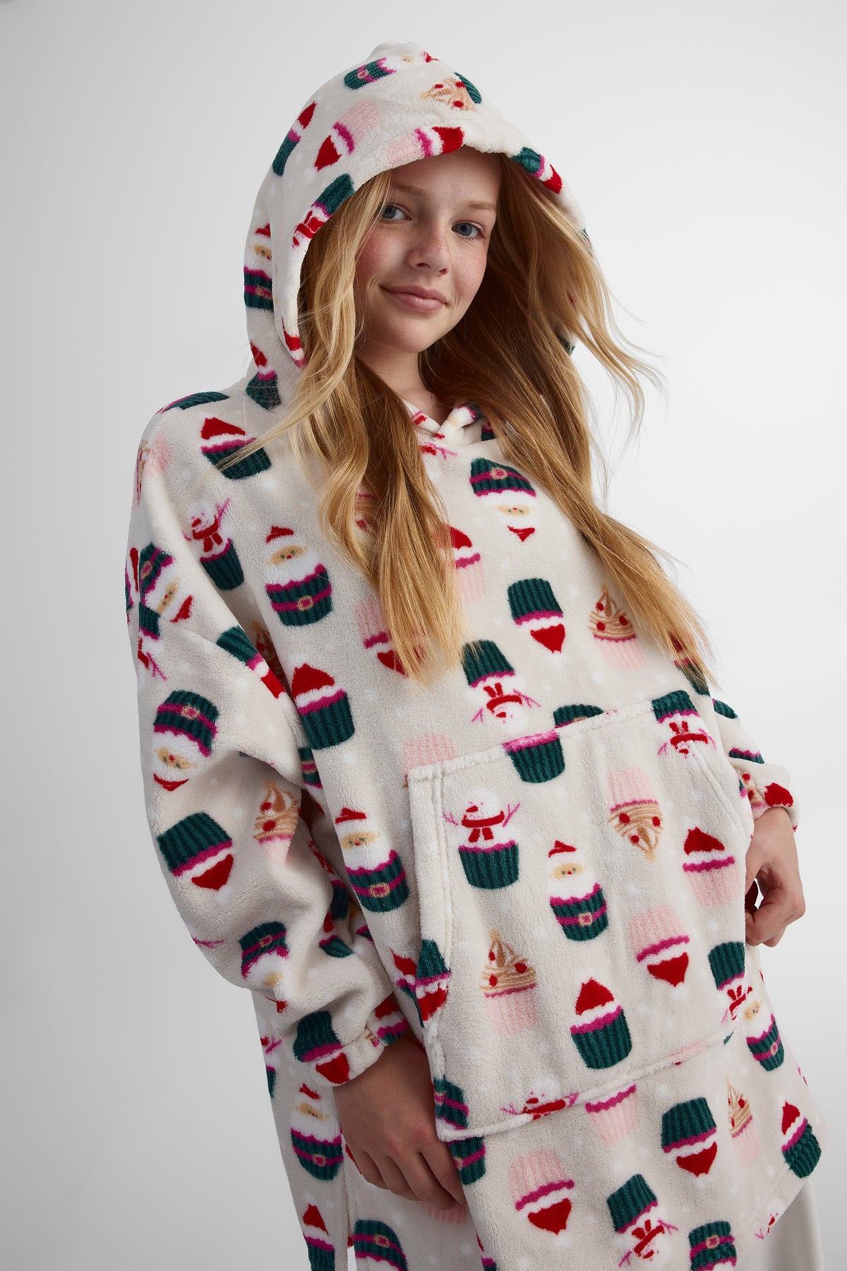 Robe de chambre à capuchon - Ado fille && BLANC CASSÉ/MULTI