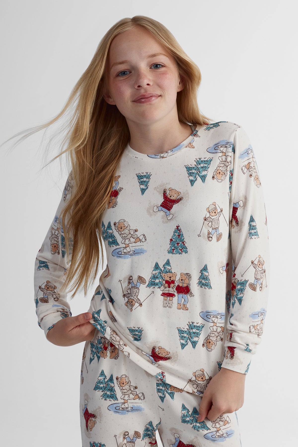 Chandail léger extensible - Ado fille && BLANC CASSÉ/MULTI