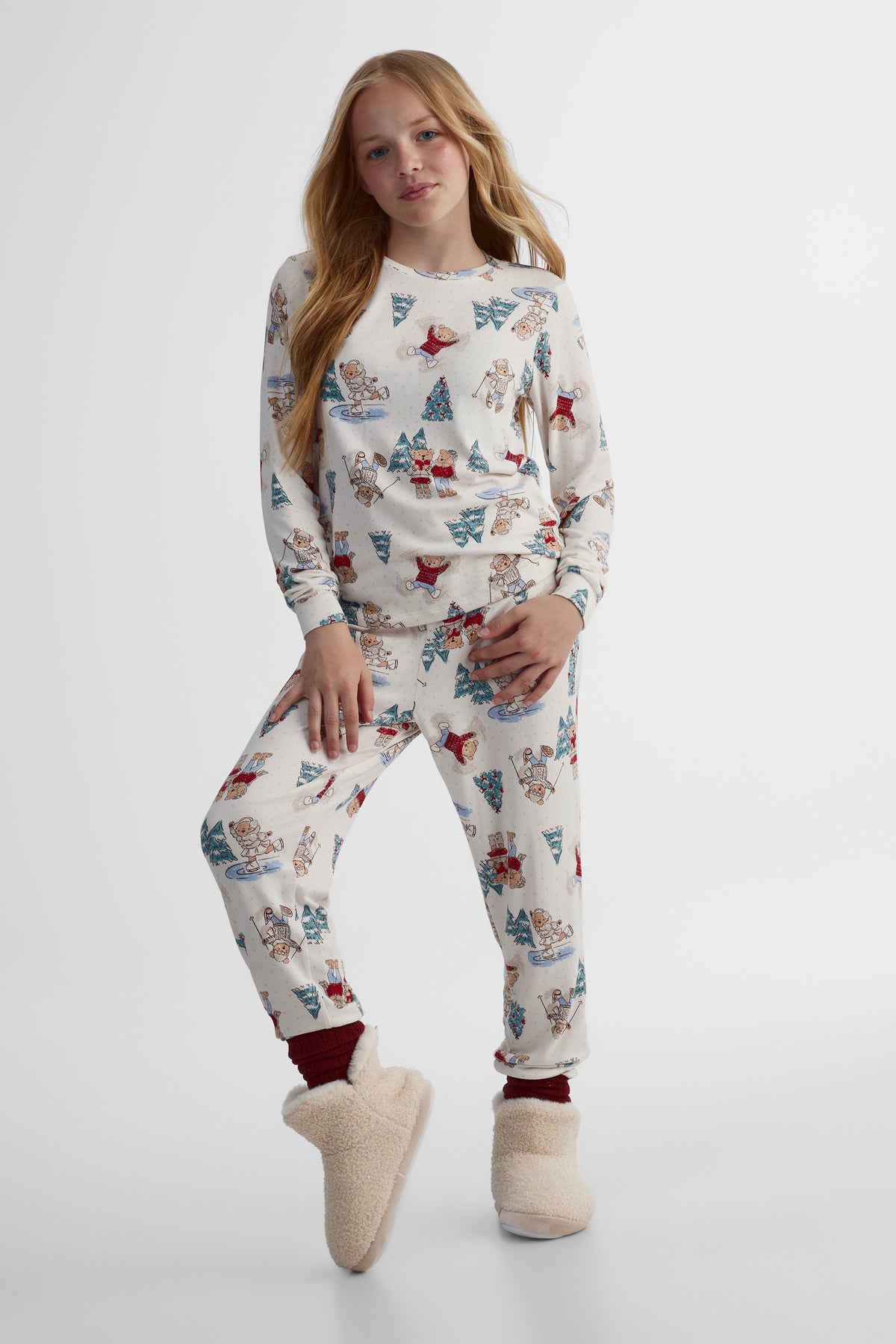 Chandail léger extensible - Ado fille && BLANC CASSÉ/MULTI