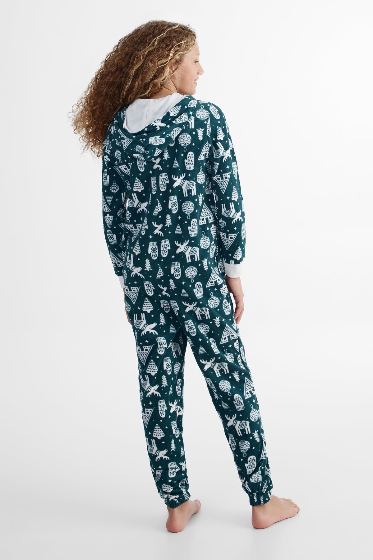 Pyjama une-pièce à capuchon - Ado fille && VERT/MULTI