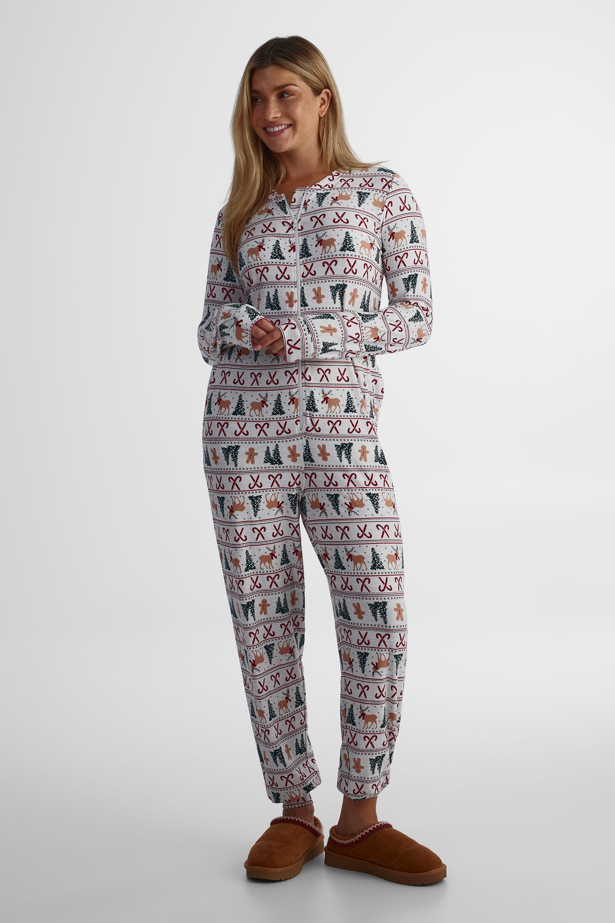 Pyjama une-pièce imprimé - Femme && GRIS MULTI