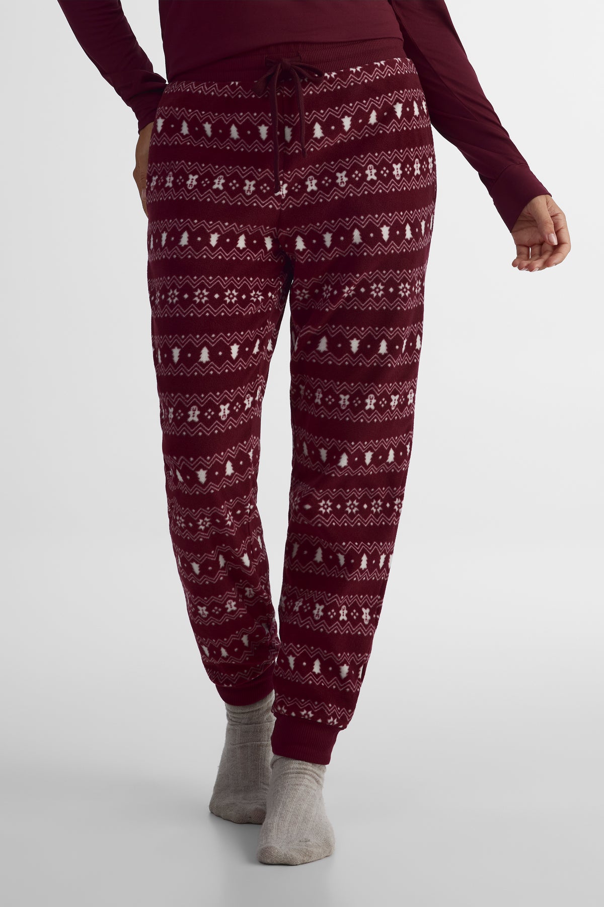Pantalon côtelé - Femme && ROUGE VIN