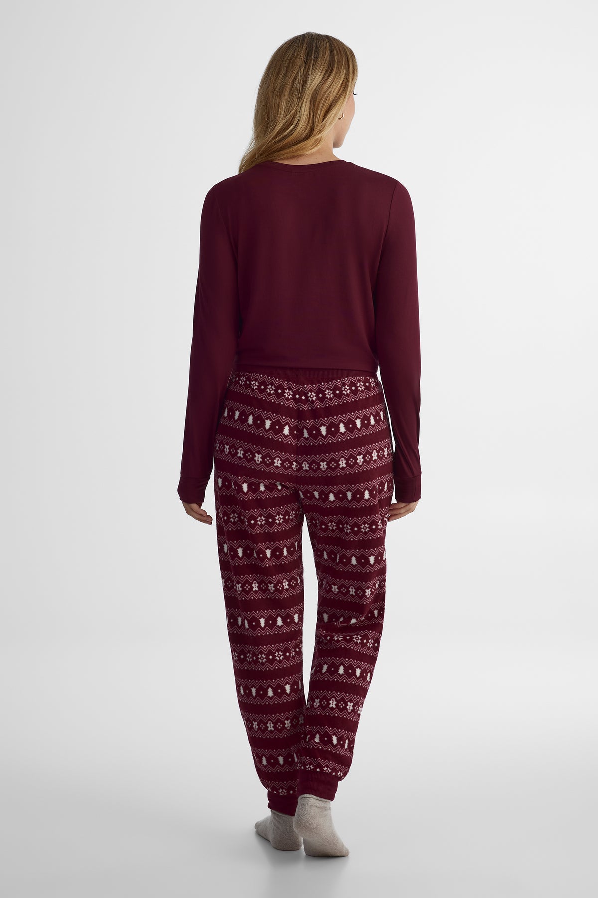Pantalon côtelé - Femme && ROUGE VIN