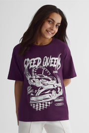 T-shirt en coton mélangé 2/25$ - Ado fille && ROUGE VIN