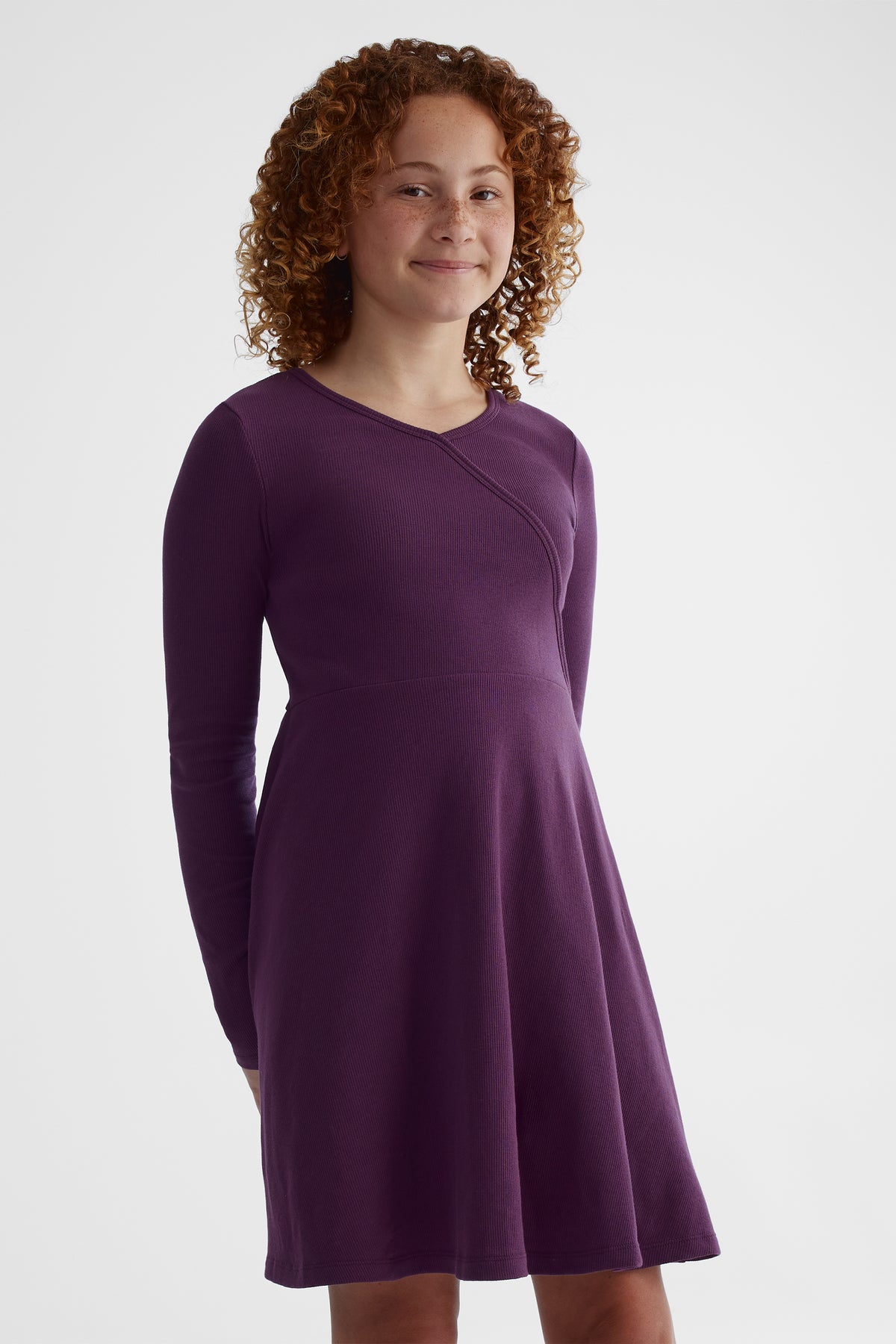 Robe côtelée extensible - Ado fille && ROUGE VIN